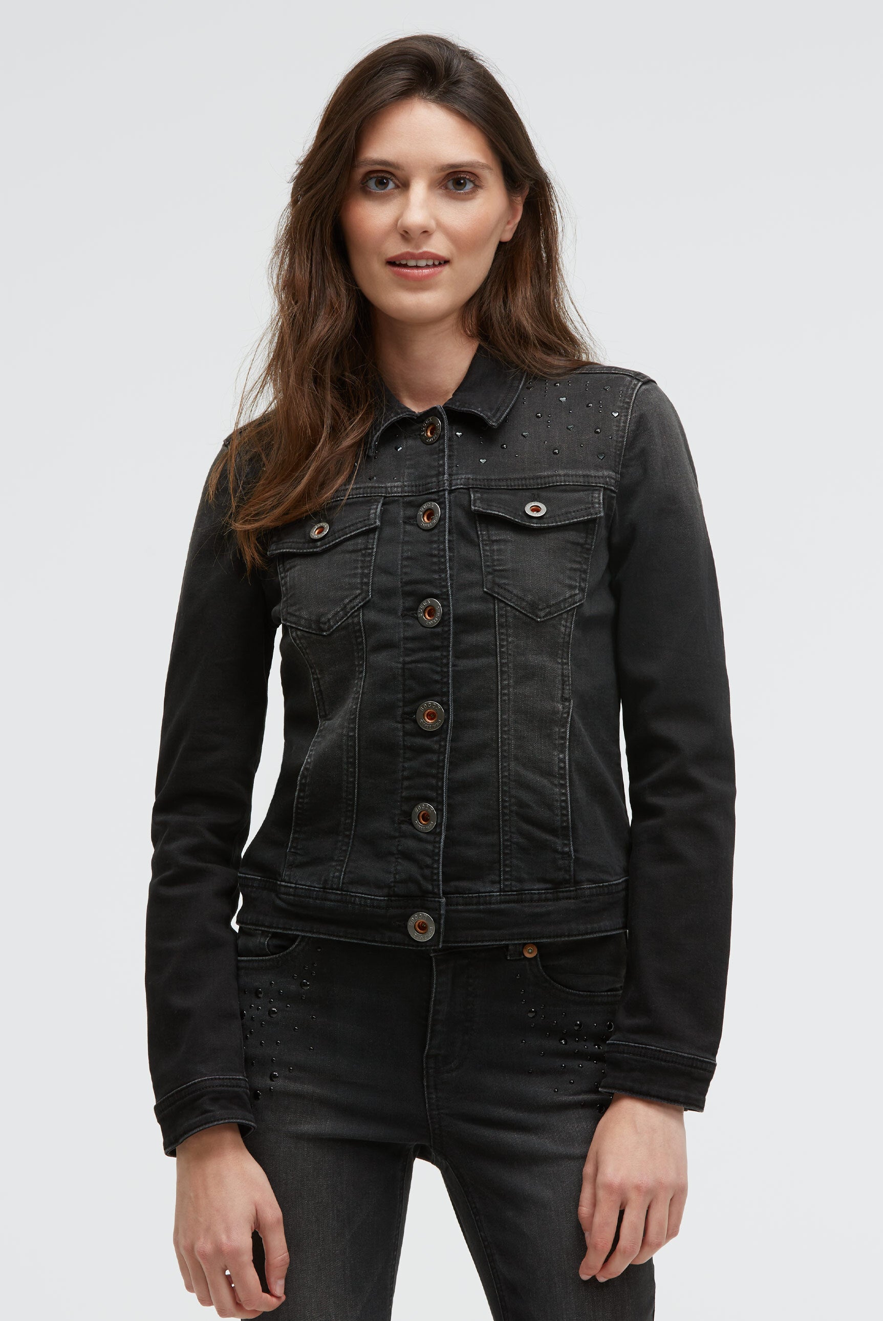 Jeansjacke JU:NE mit Schmucksteinen black washed metal - 2