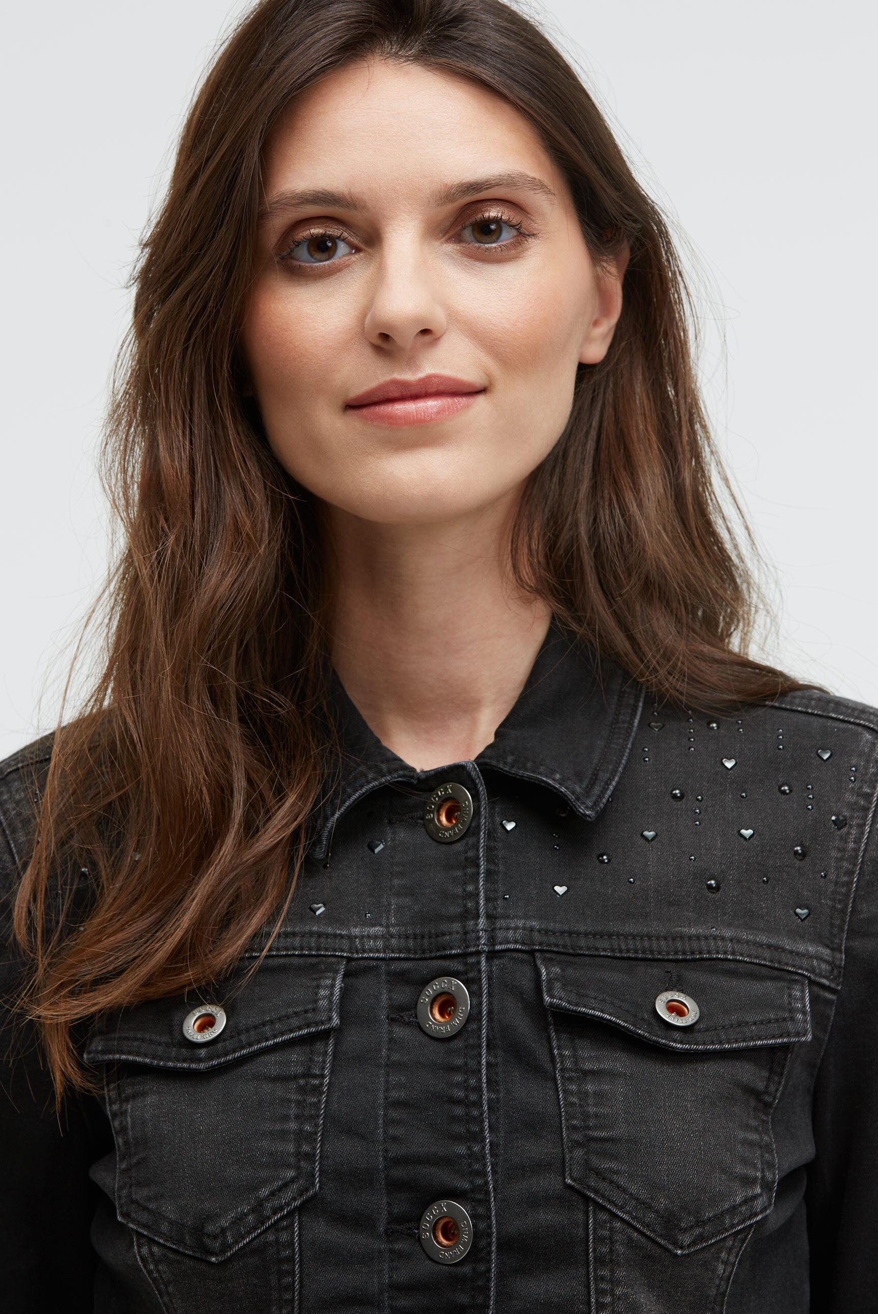 Jeansjacke JU:NE mit Schmucksteinen black washed metal - 4