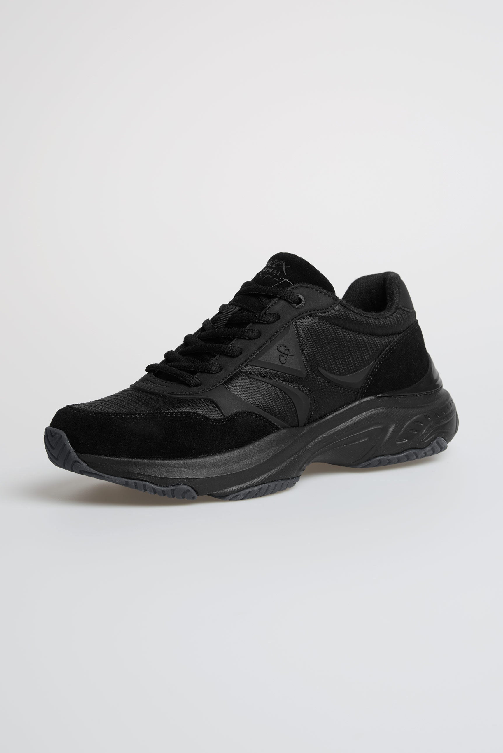 Niskie sneakersy w tonowanym miksie materiałów