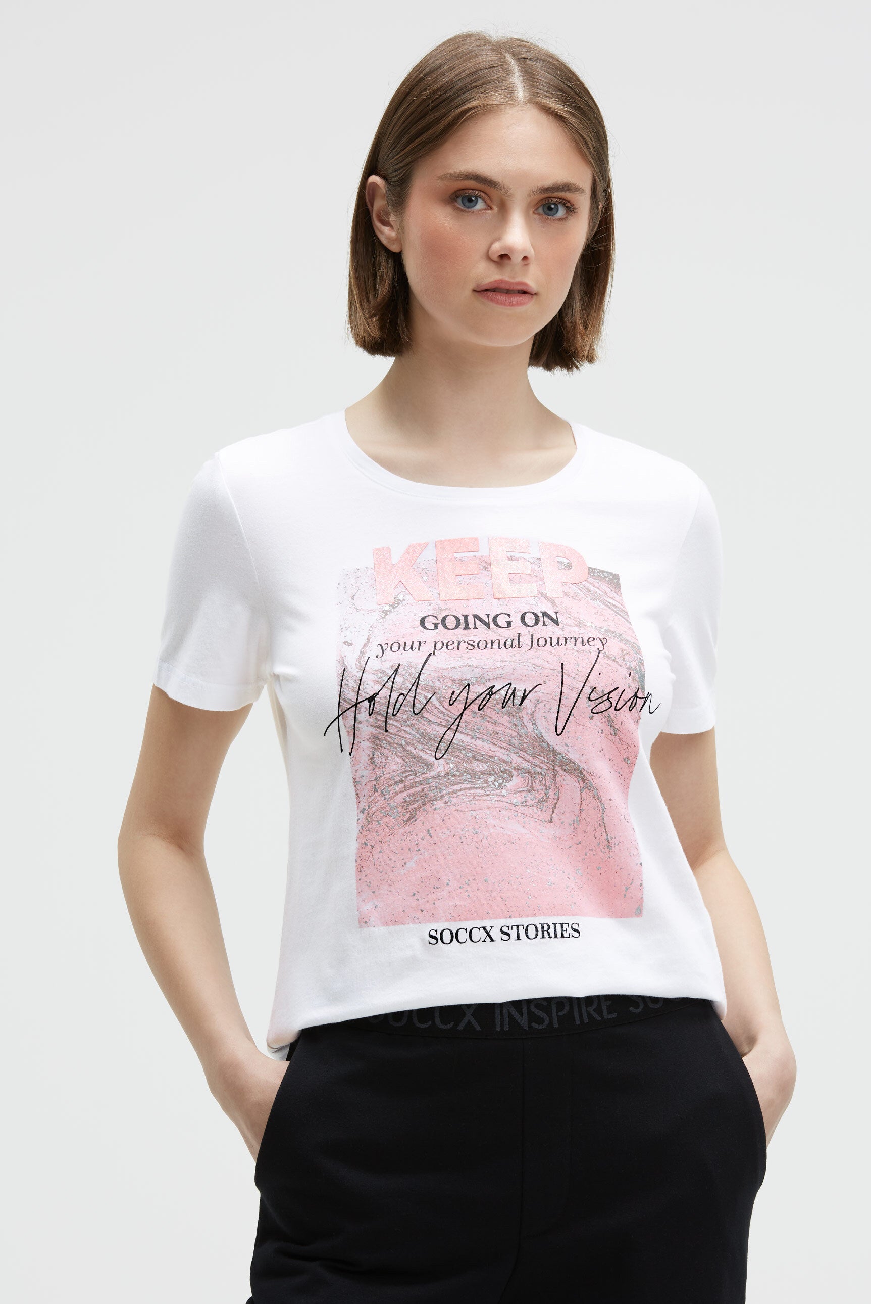 T-Shirt Rundhals mit Glitter Print