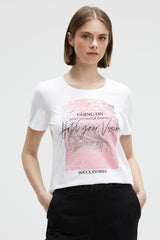T-Shirt Rundhals mit Glitter Print