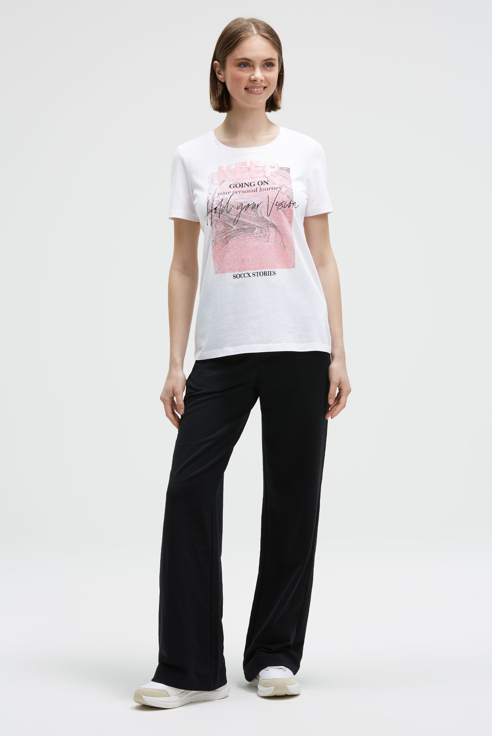 T-Shirt Rundhals mit Glitter Print