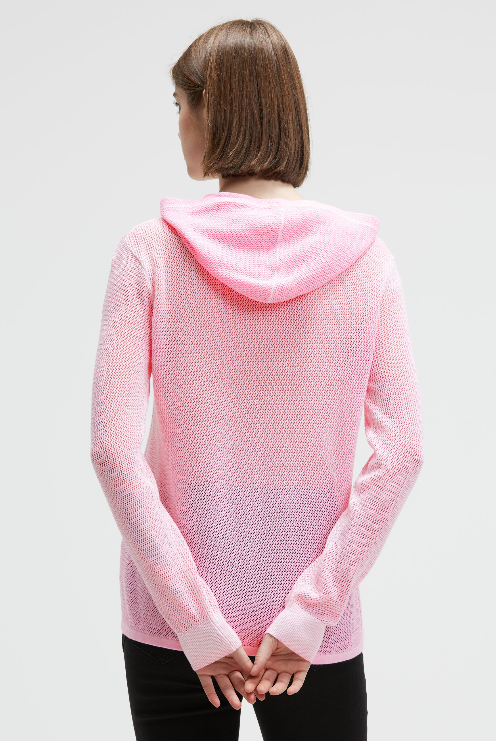 Strick-Hoodie mit Mesh-Struktur und Artwork - 5