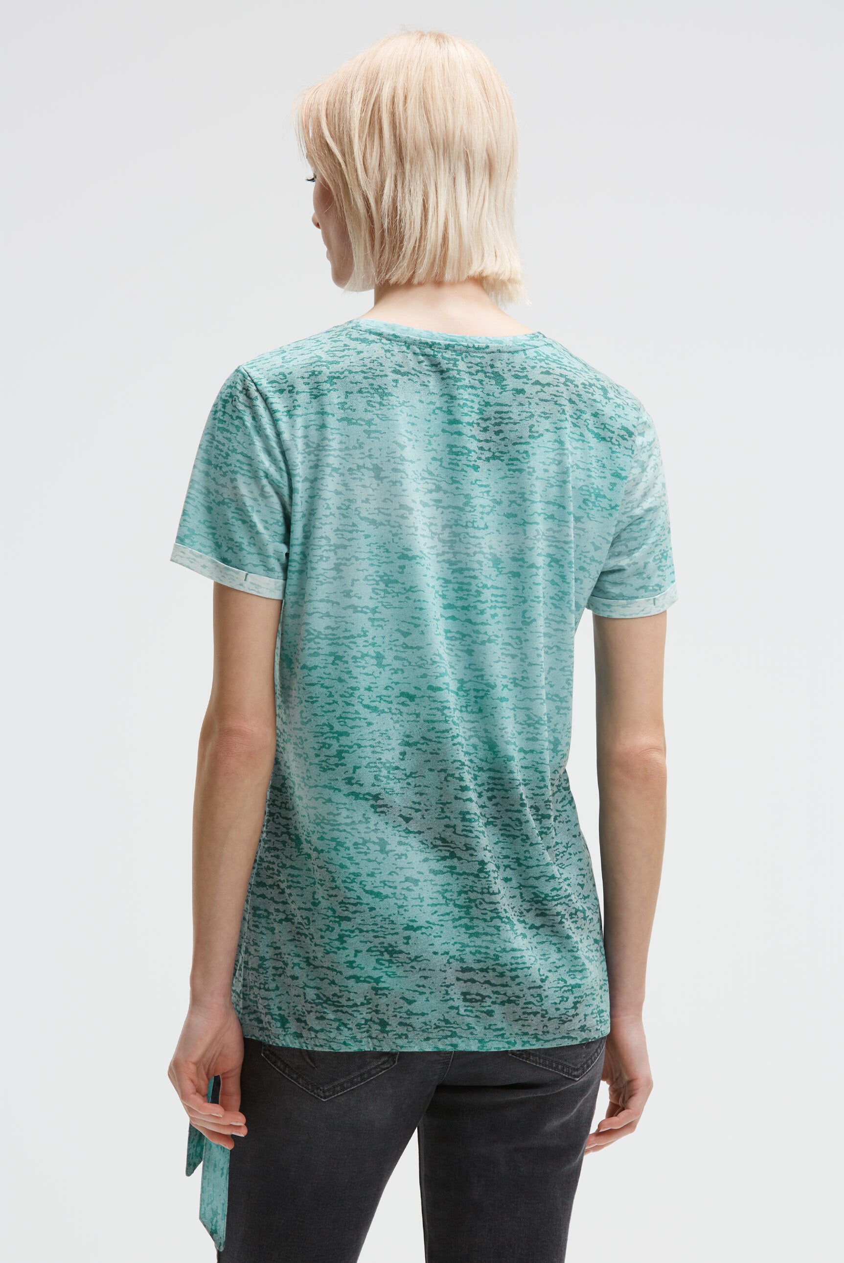 T-shirt burnout z napisem z cekinów - 5