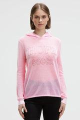 Strick-Hoodie mit Mesh-Struktur und Artwork
