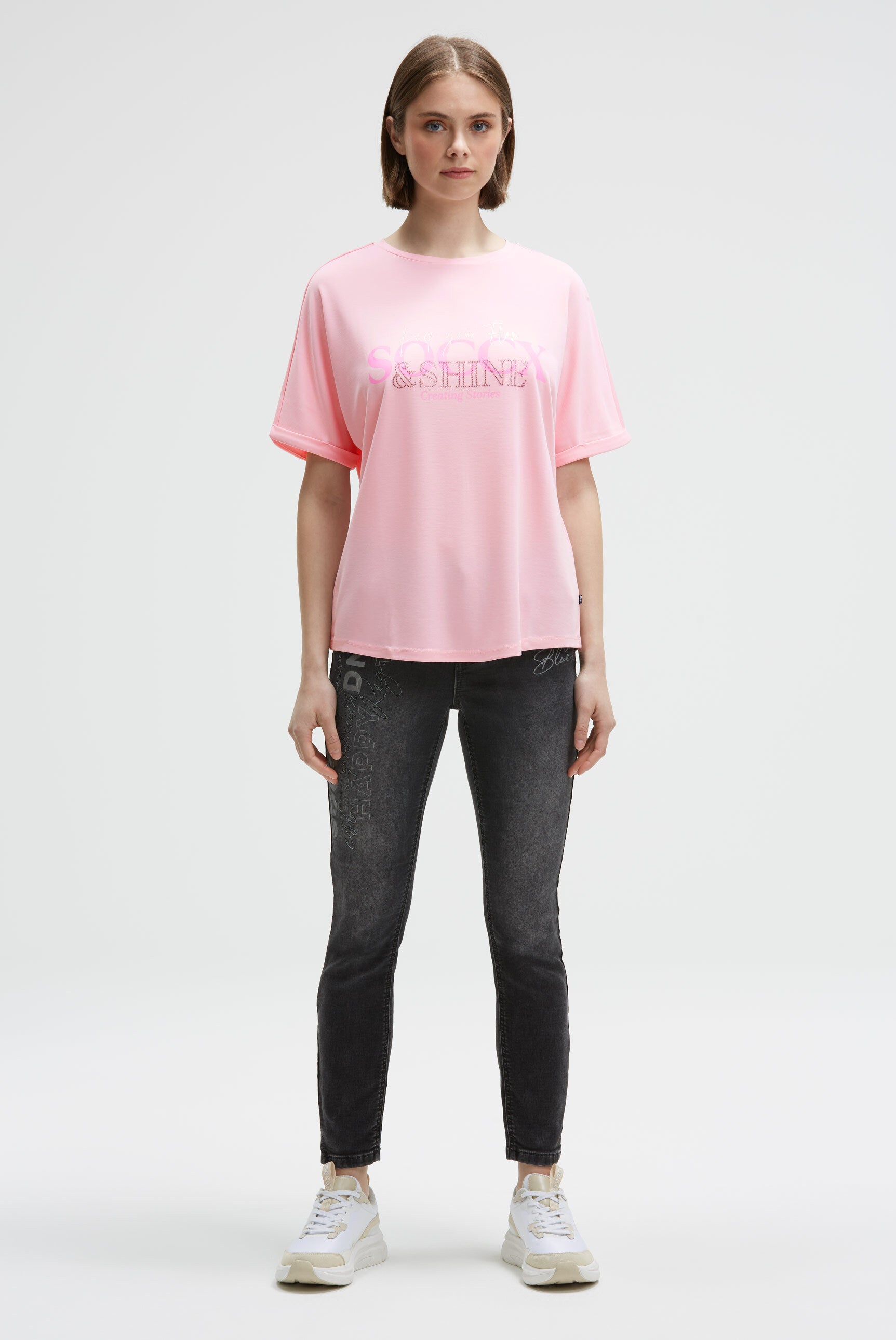 Logo T-shirt ze zdobieniem z kamieni