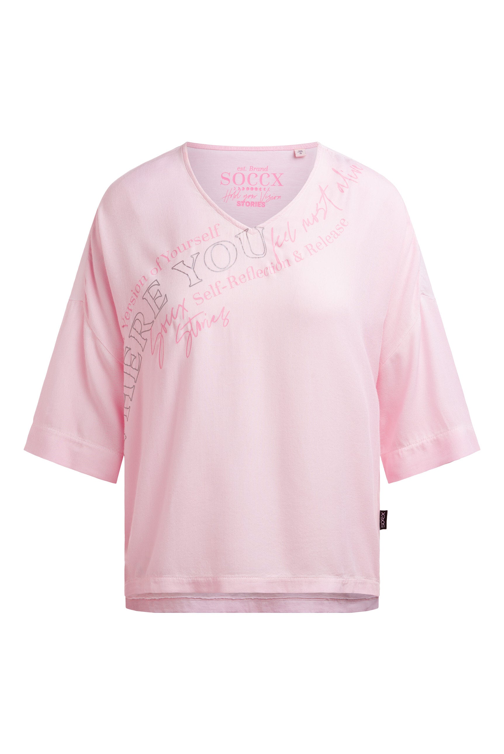 Koszulka w mieszance materiałów z nadrukiem foliowym - 1