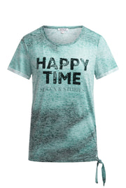 T-shirt burnout z napisem z cekinów