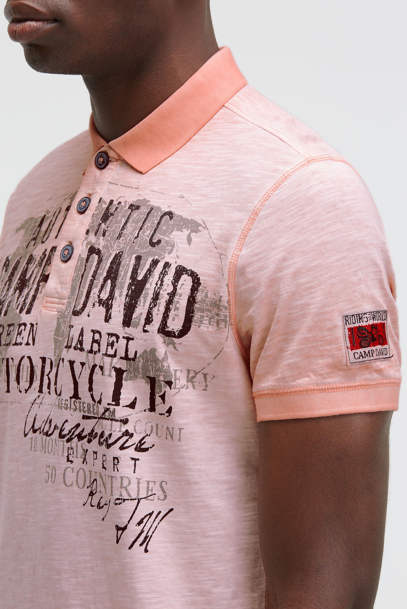 Poloshirt Oil Dyed z nadrukami w stylu used - 6