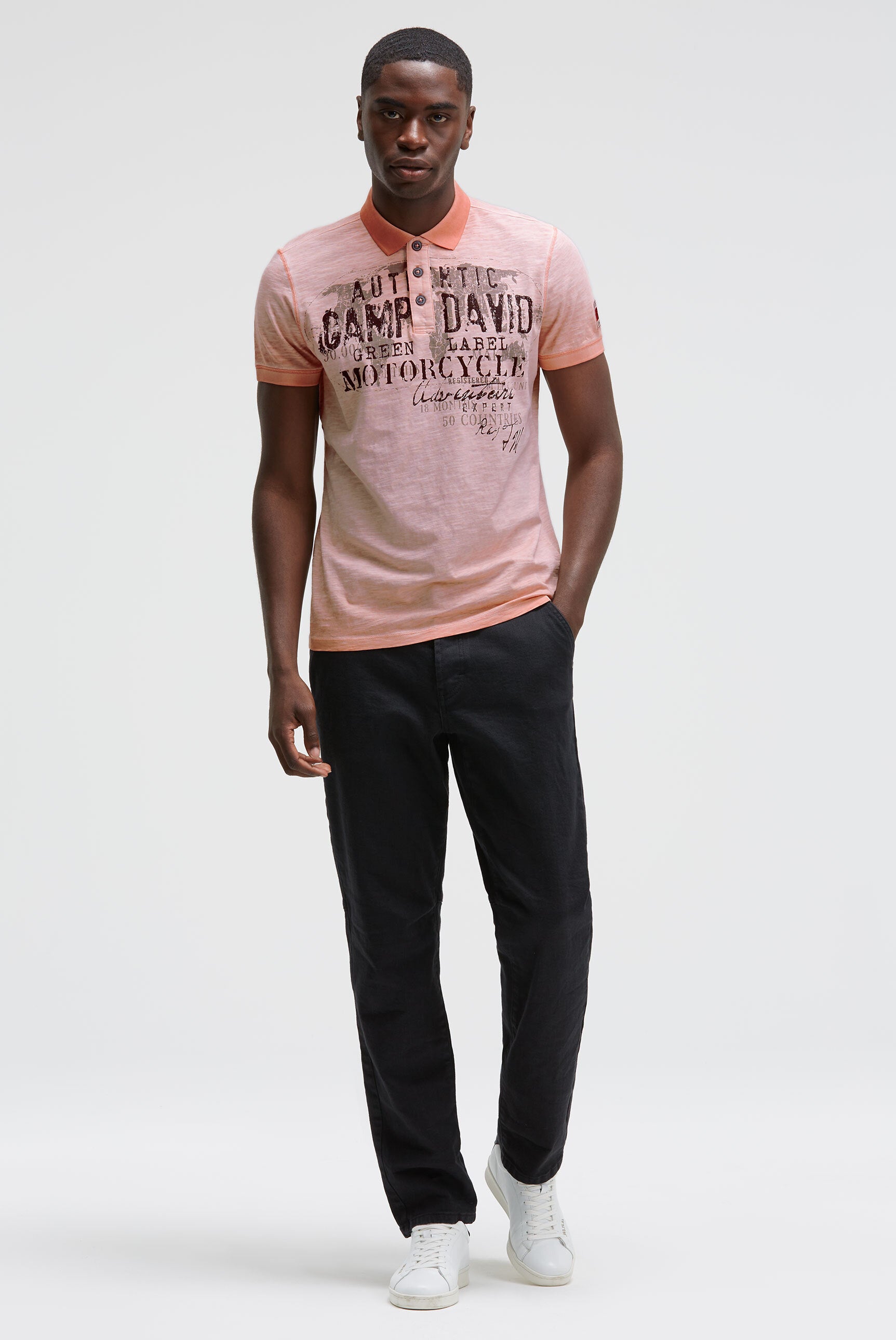 Poloshirt Oil Dyed z nadrukami w stylu used - 3