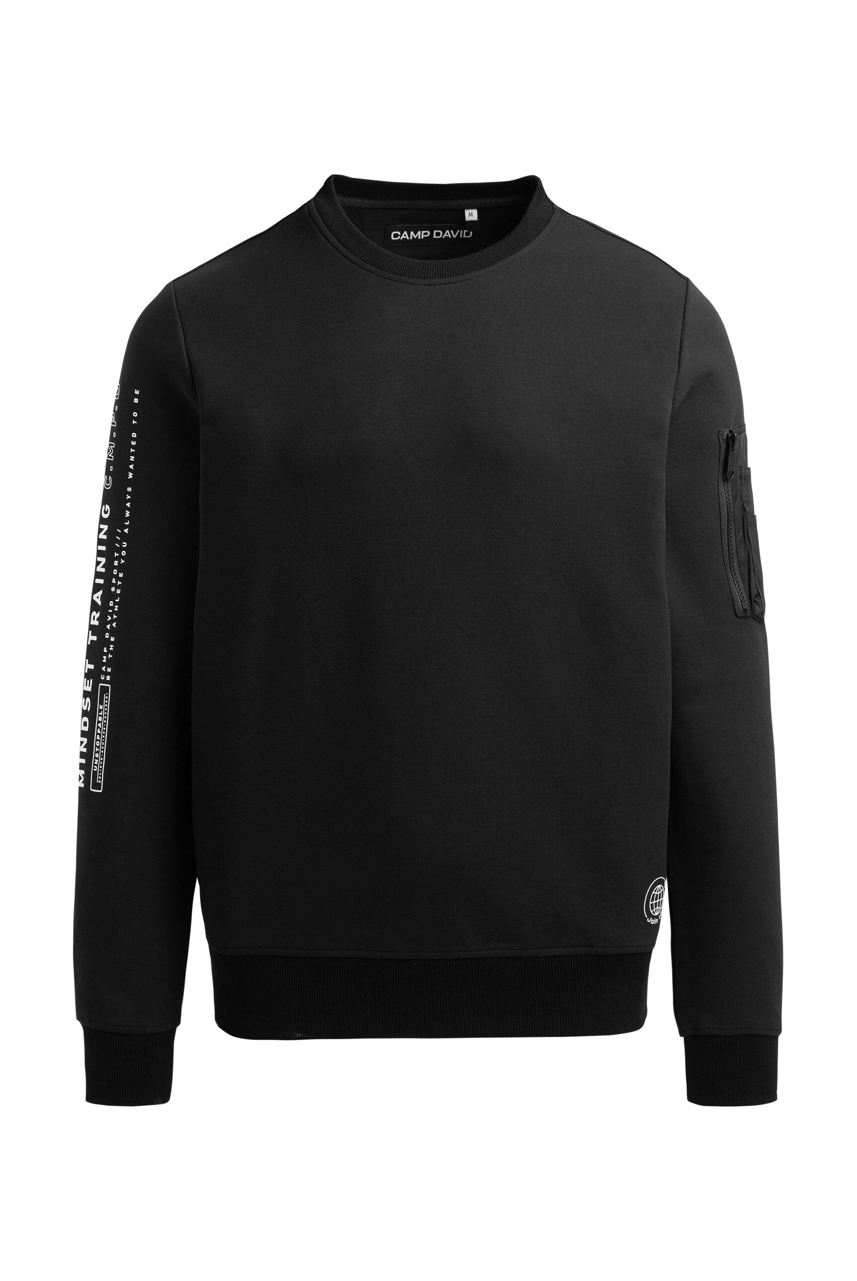 Bluza z interlocku z kieszenią na rękawie i nadrukiem