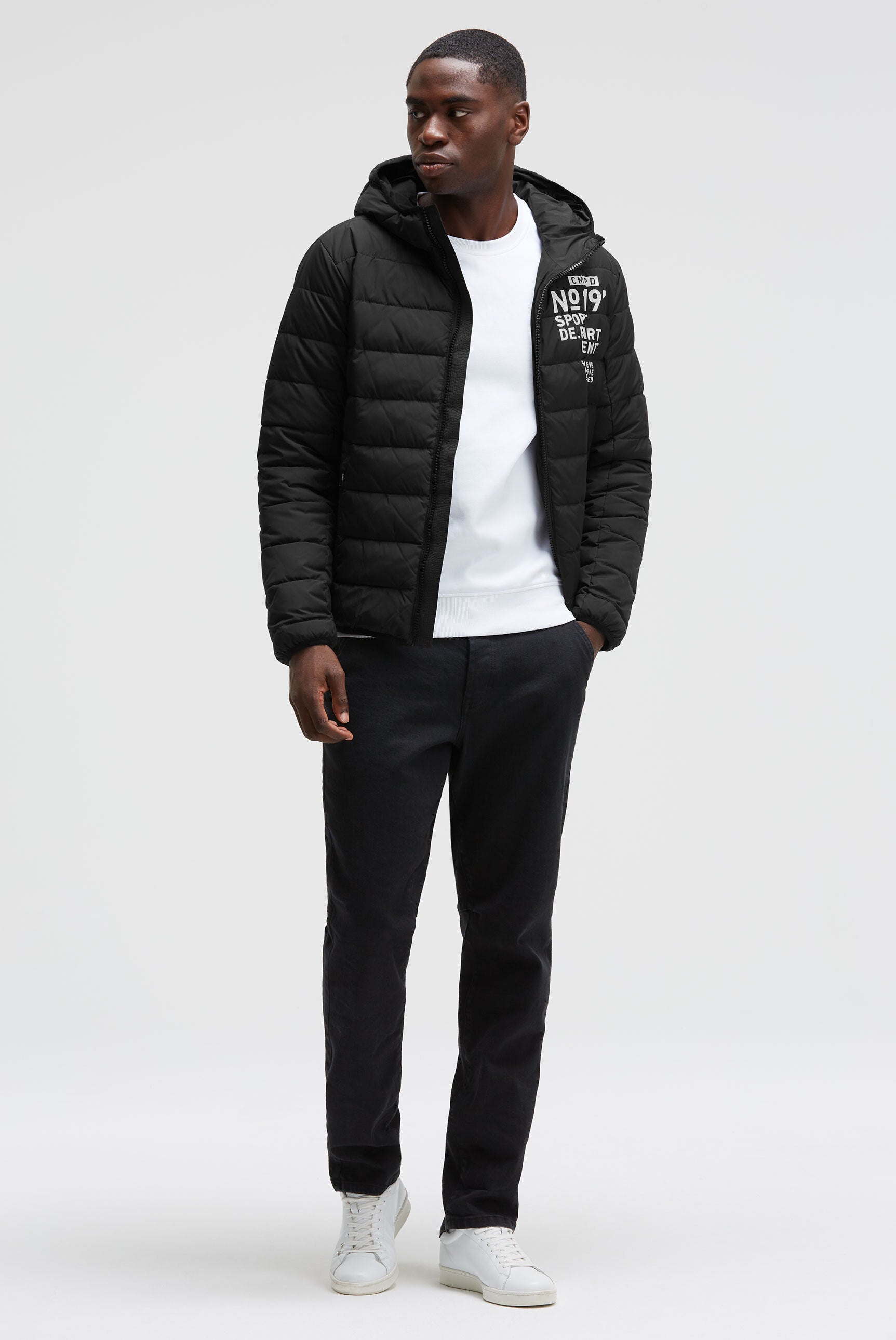 Pikowana kurtka z kapturem i nadrukiem winylowym - 3