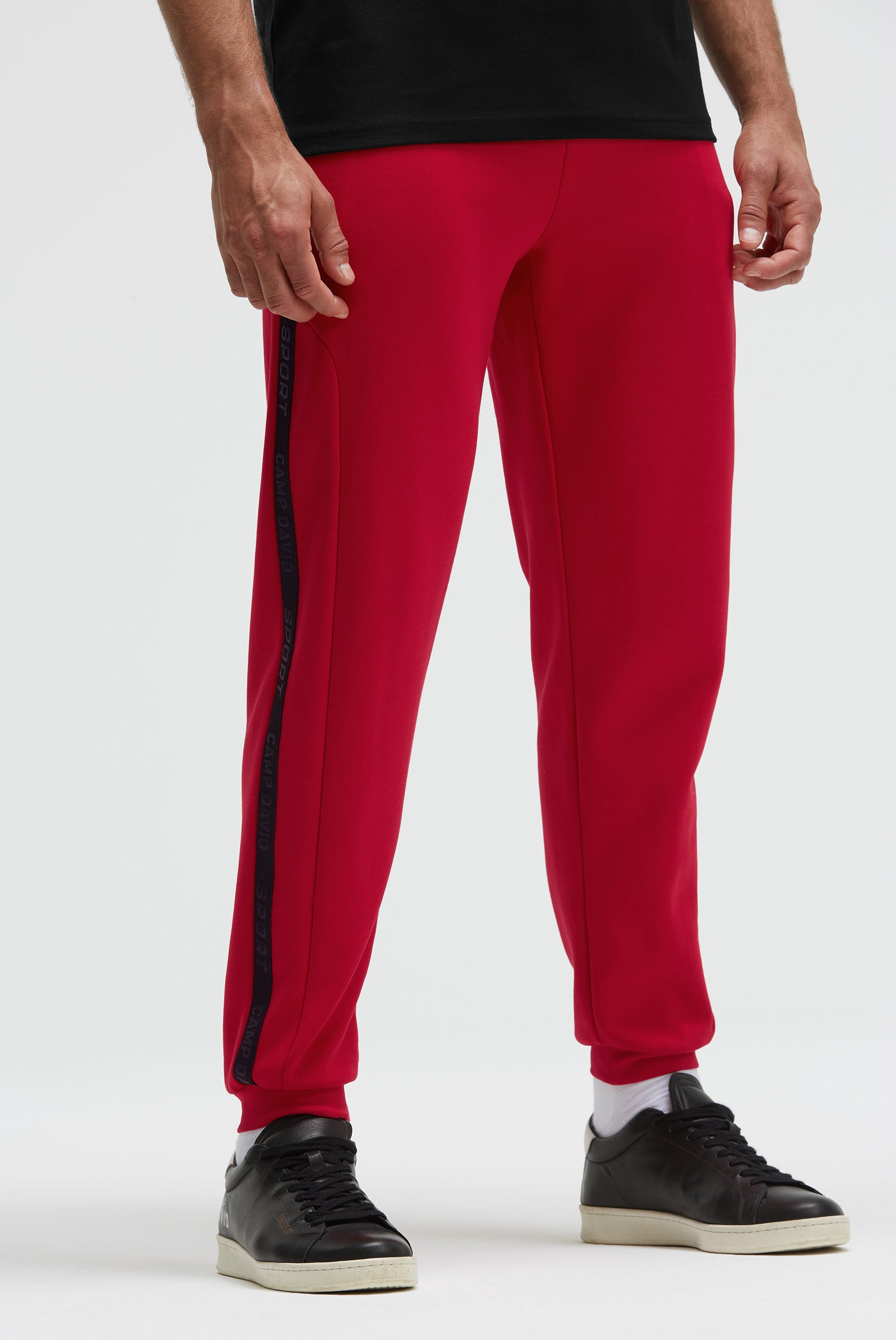 Spodnie treningowe z interlocku z bocznymi taśmami