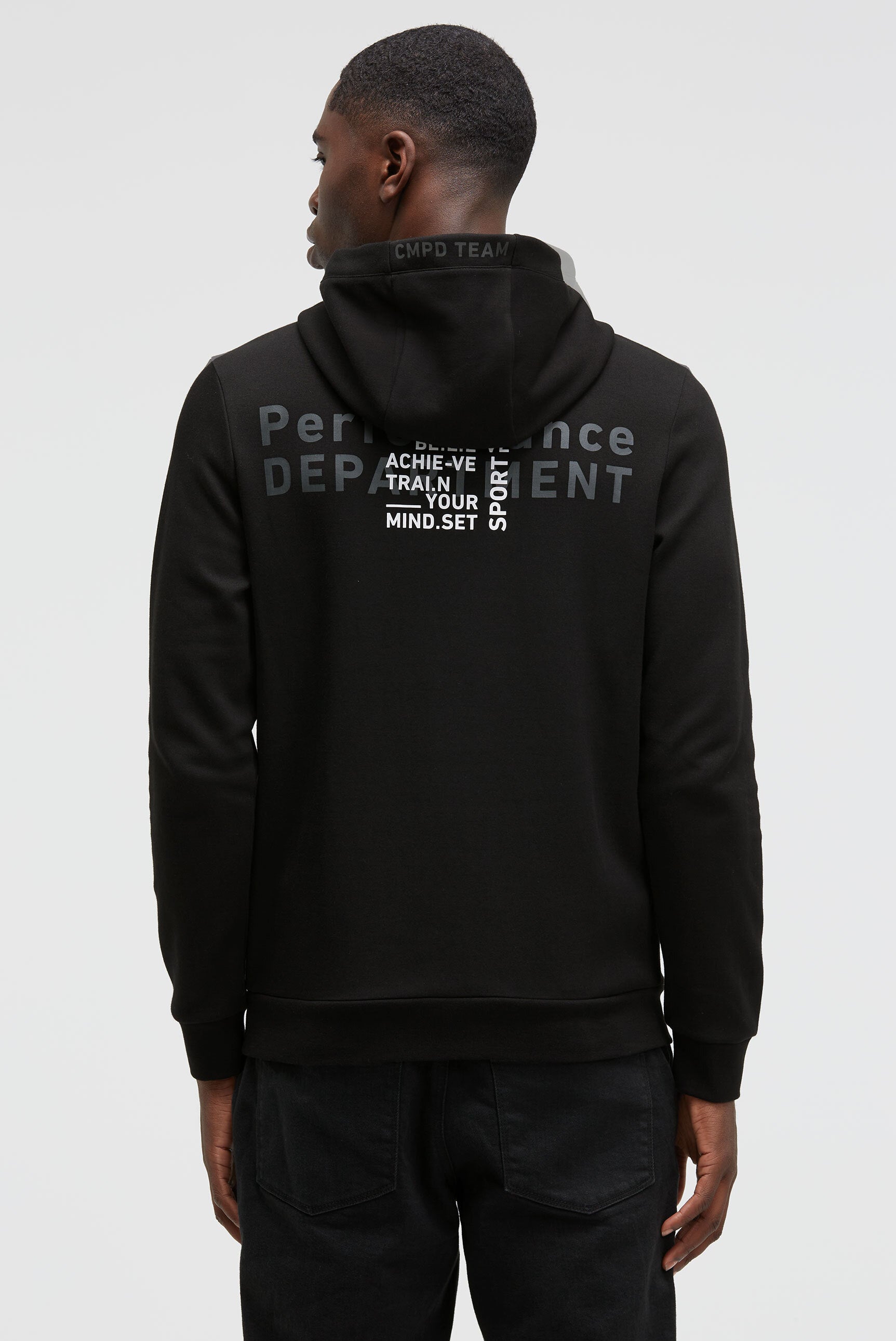 Bluza z kapturem z interlocku z nadrukiem na plecach