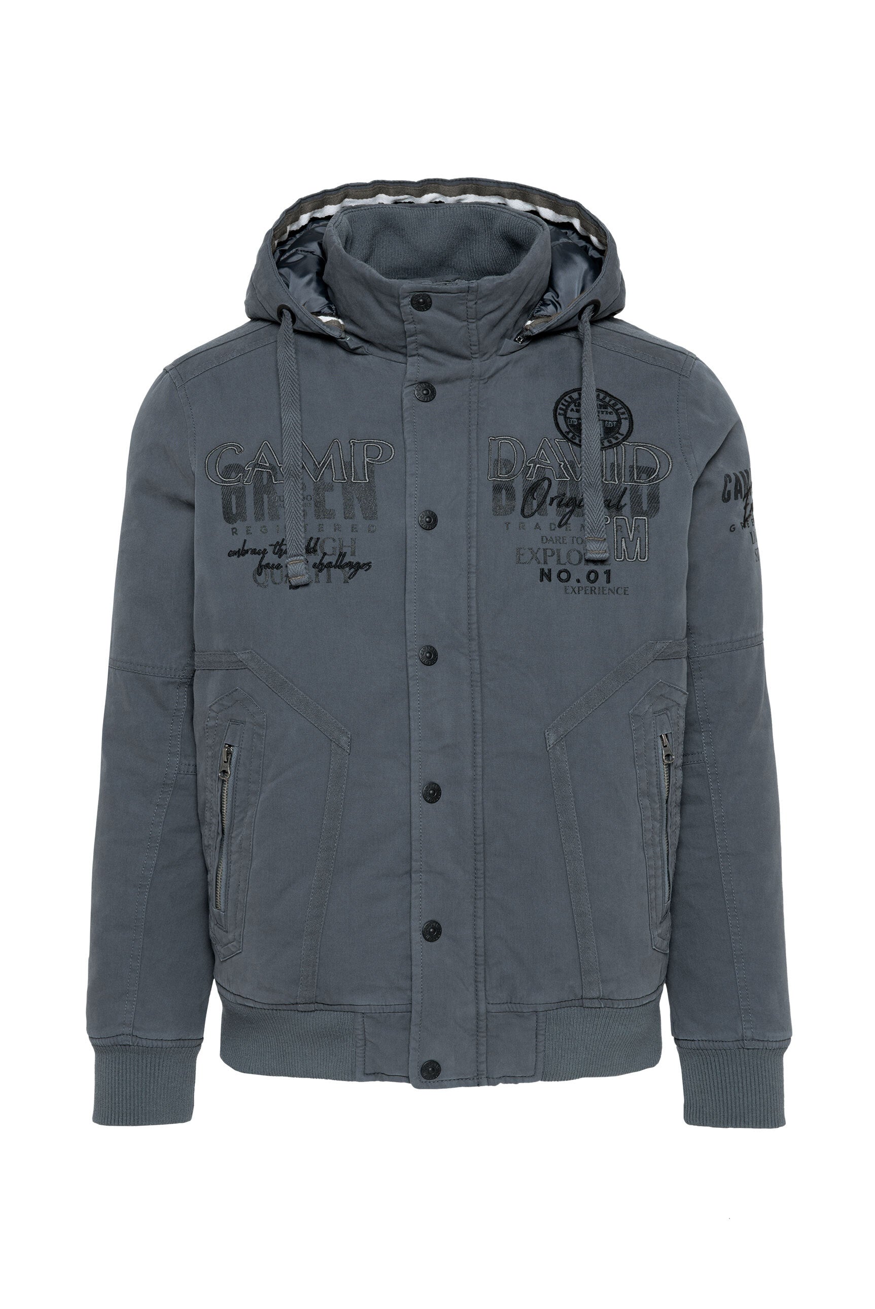 Pikowany bluzon z kapturem i grafikami - 1