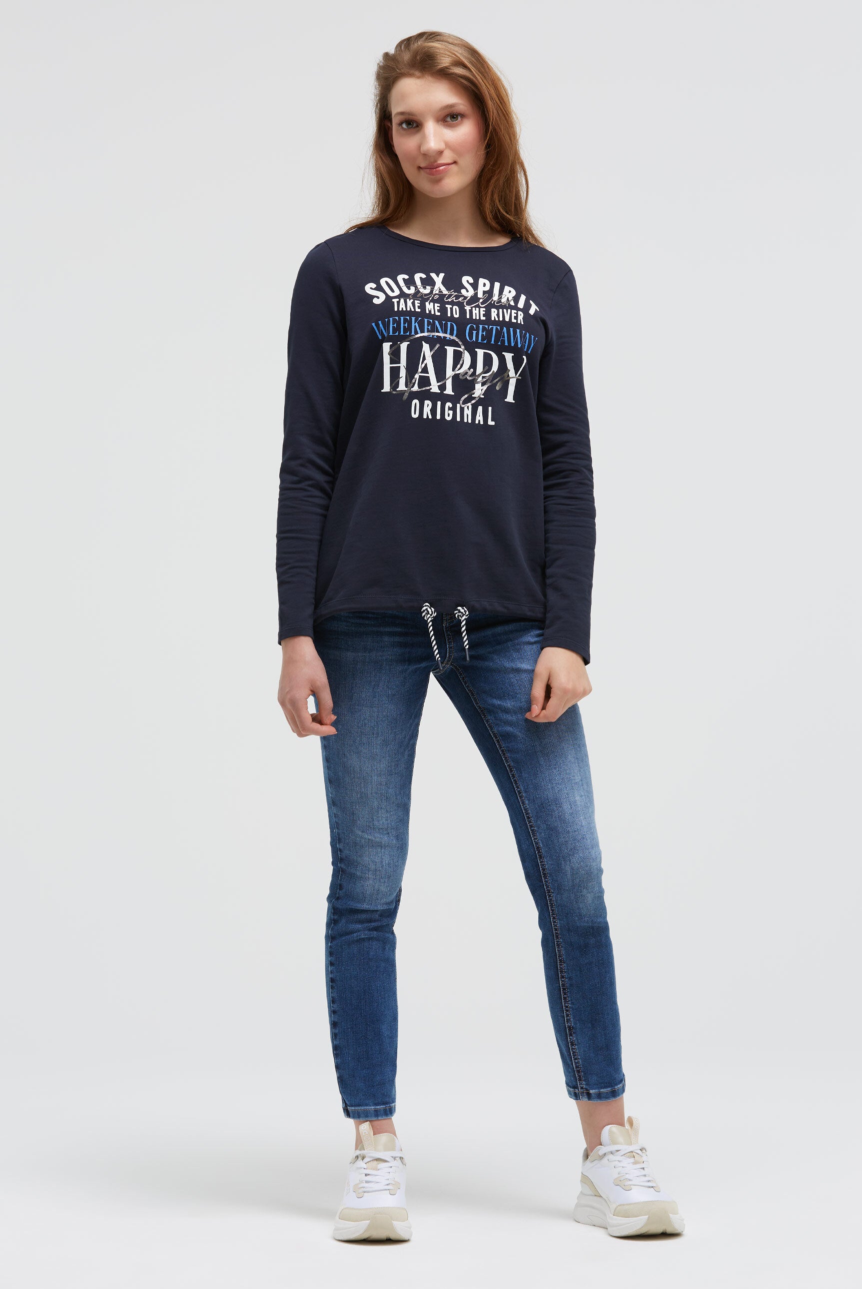Sweatshirt z grafiką i sznurkiem w dole - 3