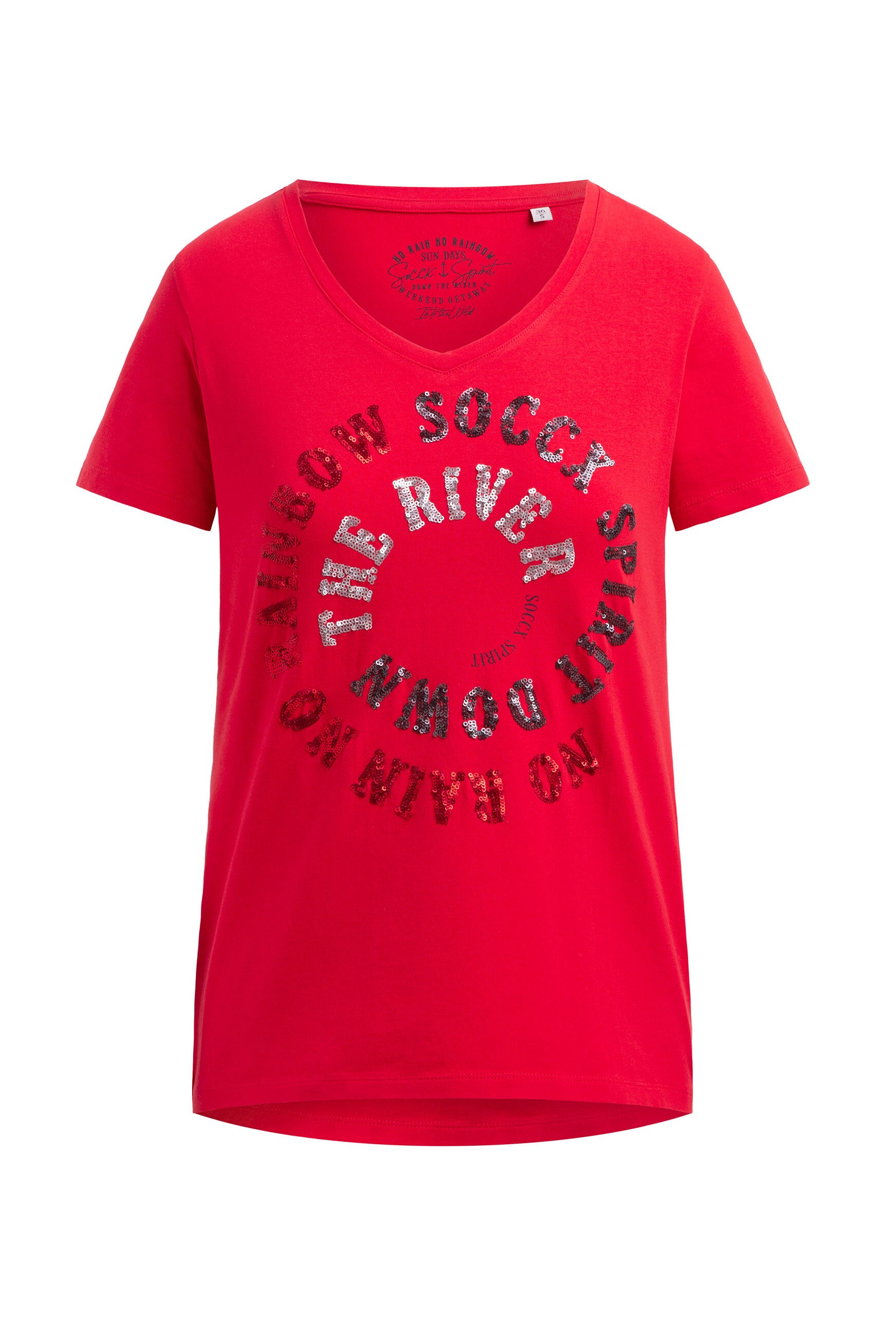 T-shirt z nadrukiem i detalami z cekinów - 1