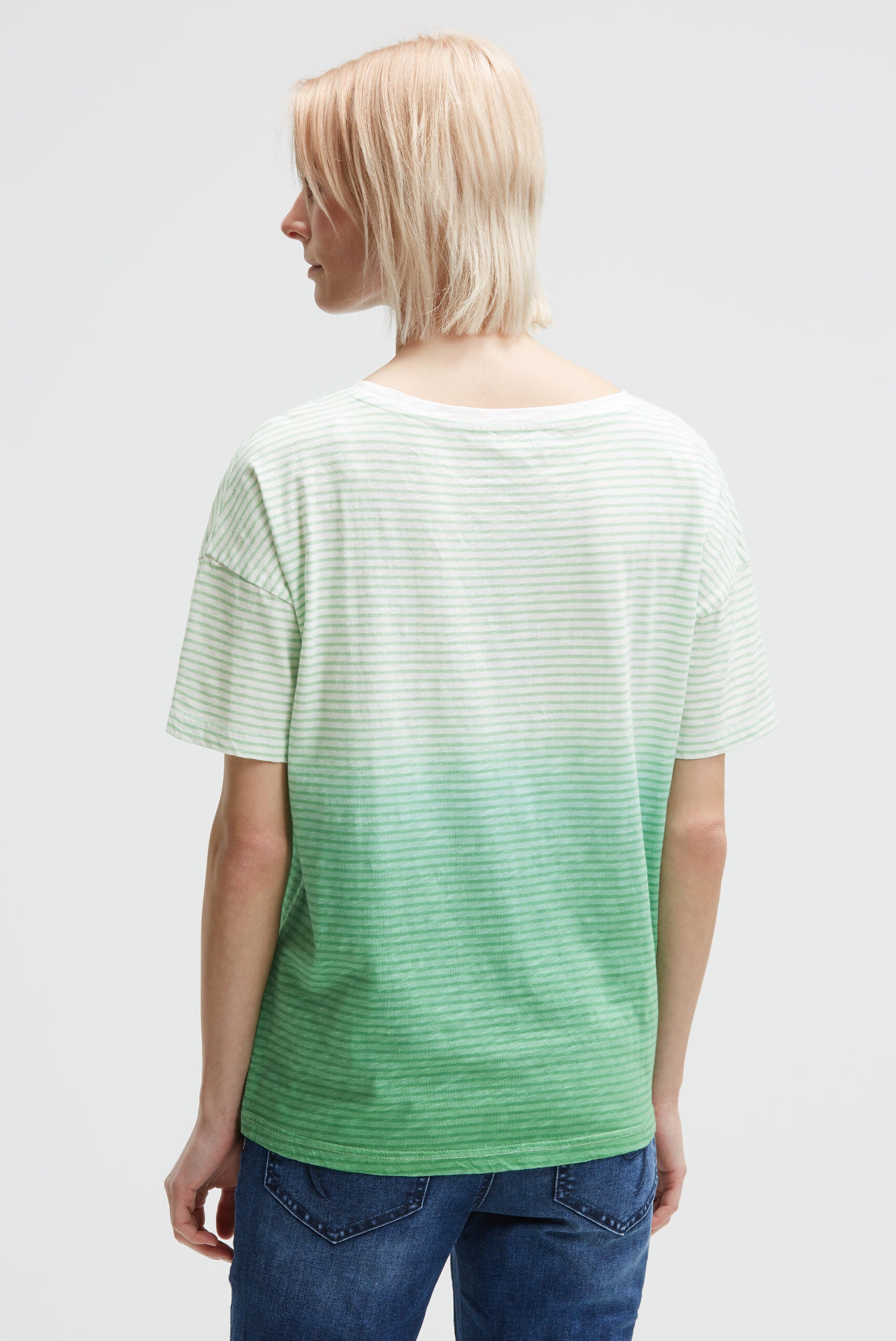 Koszulka w paski z efektem dip-dye i grafiką - 5