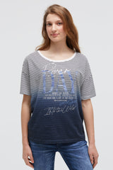 Koszulka w paski z efektem dip-dye i grafiką