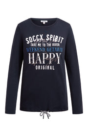 Sweatshirt z grafiką i sznurkiem w dole
