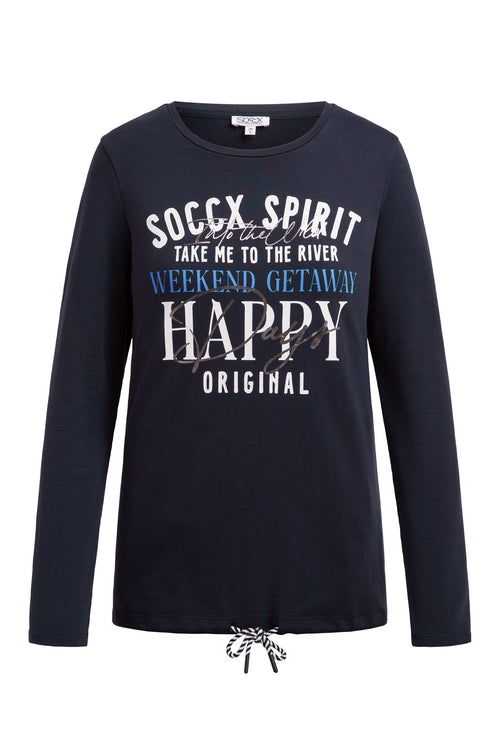 Sweatshirt z grafiką i sznurkiem w dole
