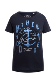 T-shirt z nadrukiem i detalami z cekinów