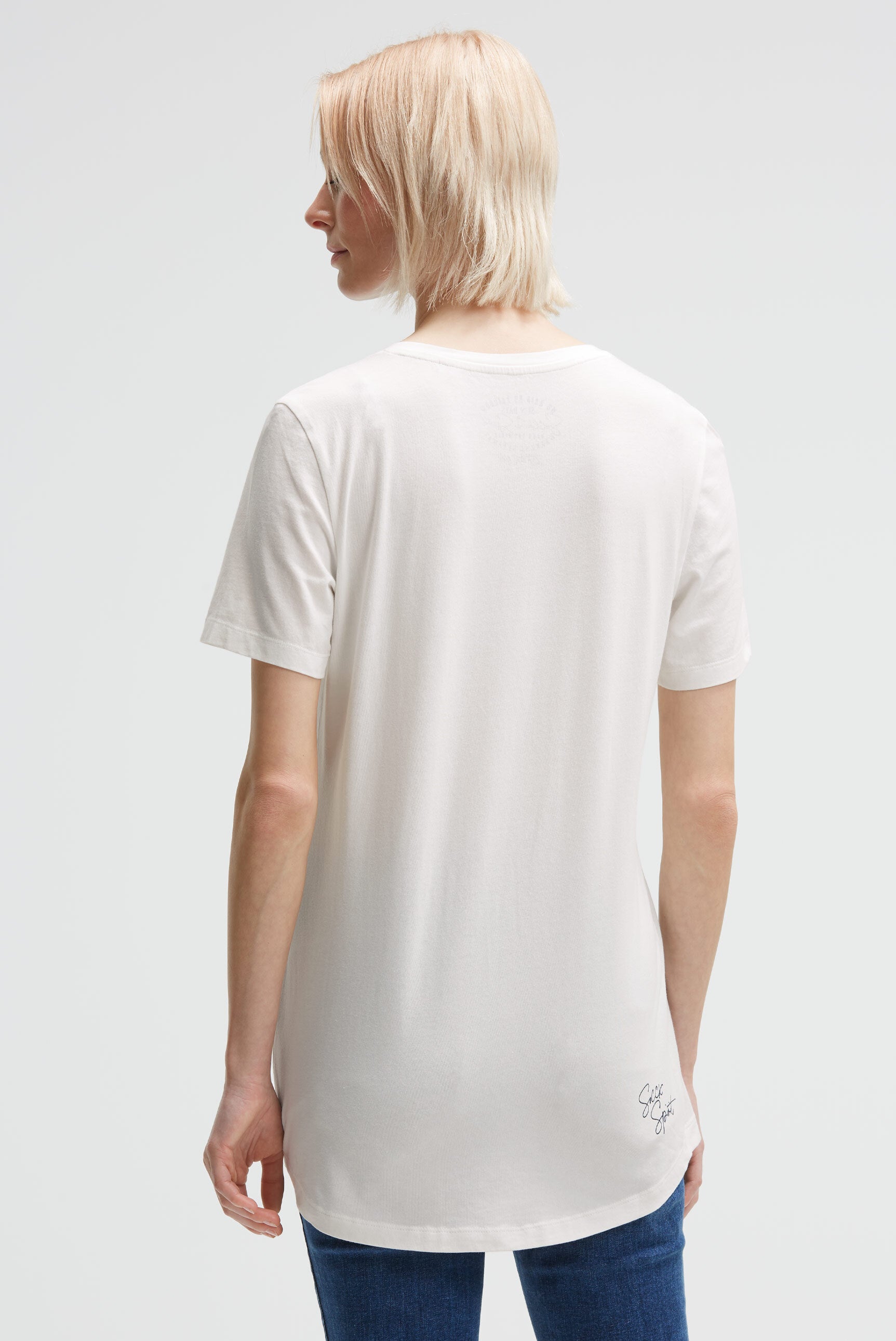 T-shirt z nadrukiem i detalami z cekinów - 5