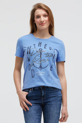 T-shirt z nadrukiem i detalami z cekinów