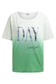 Koszulka w paski z efektem dip-dye i grafiką