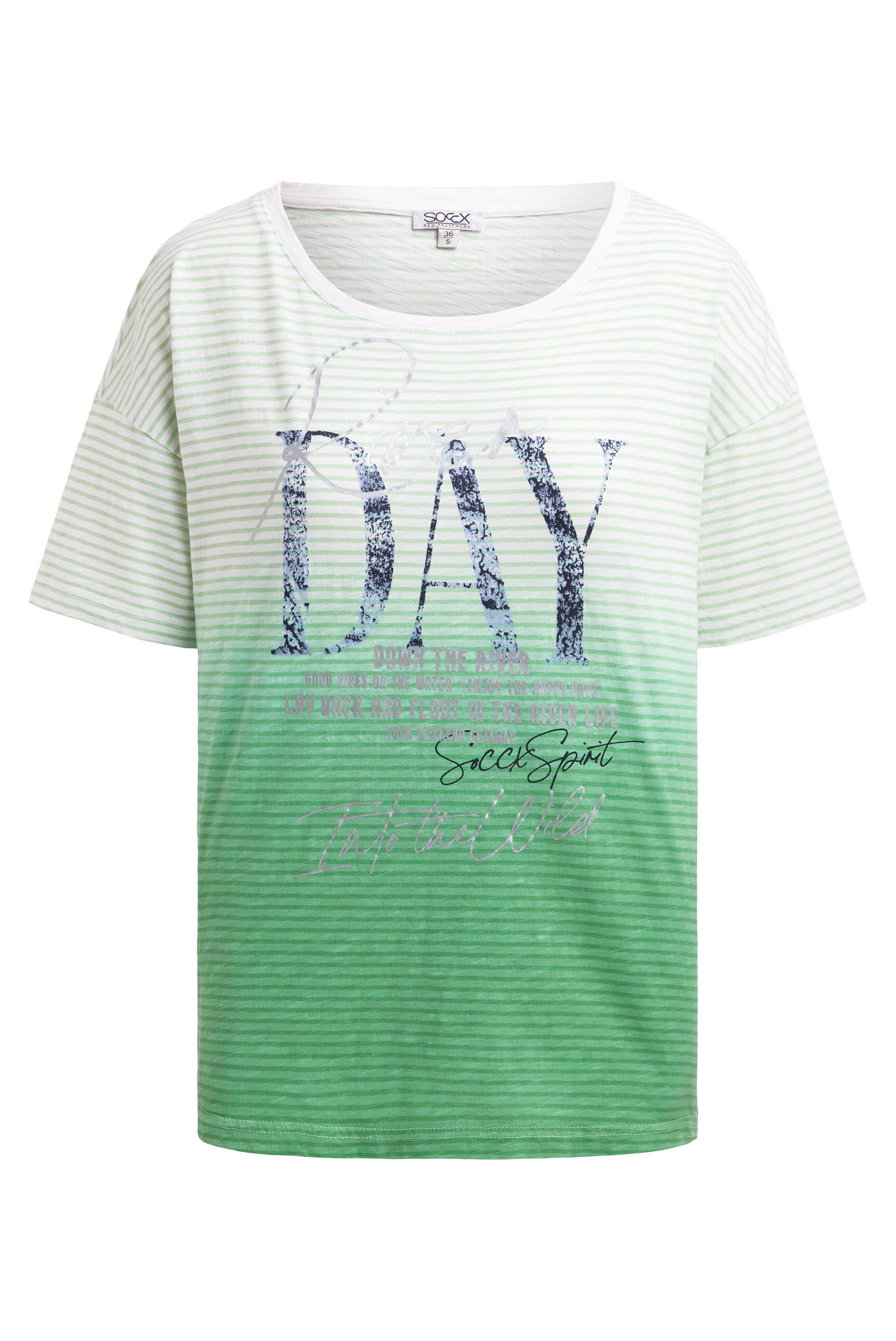 Koszulka w paski z efektem dip-dye i grafiką - 1