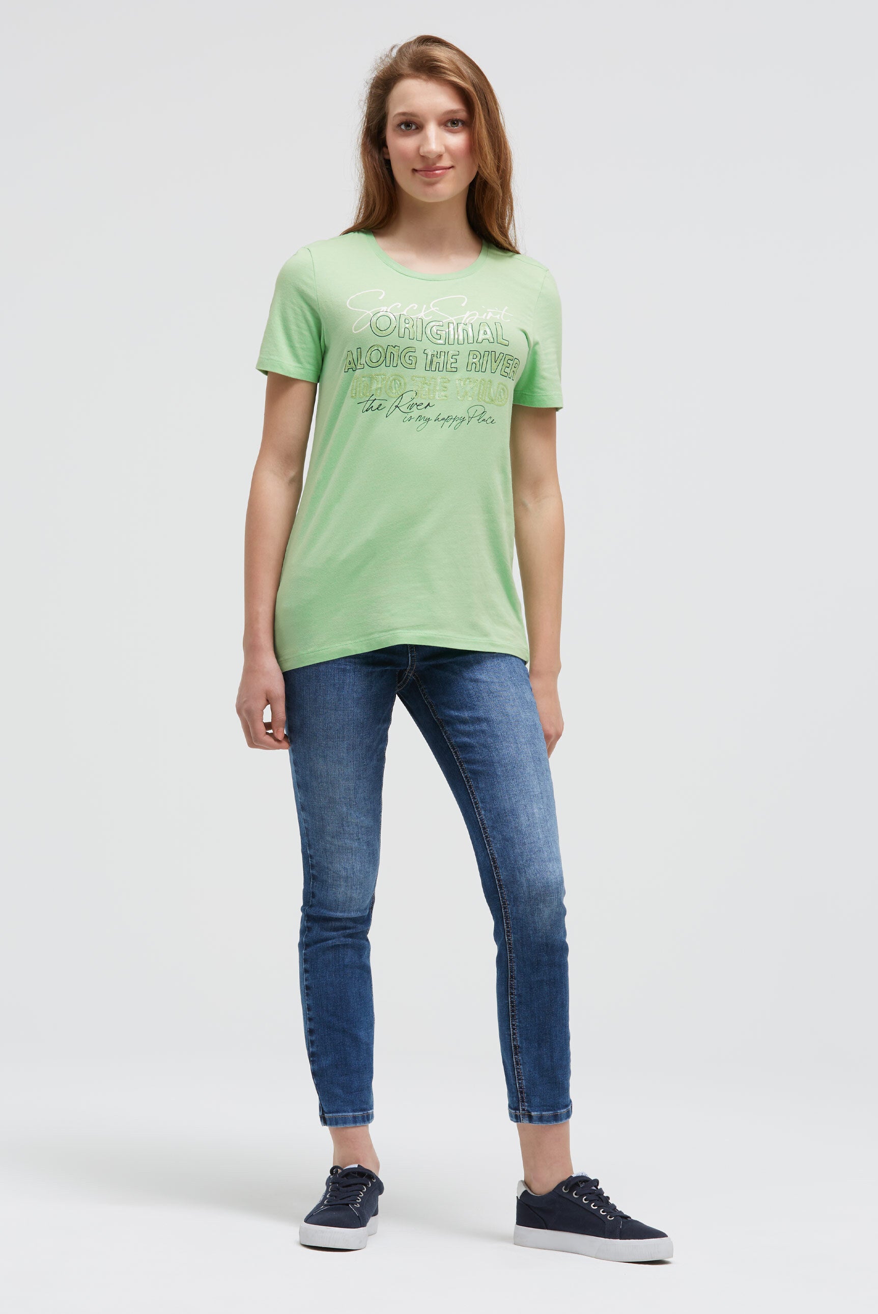 T-shirt z nadrukiem i detalami z cekinów - 3