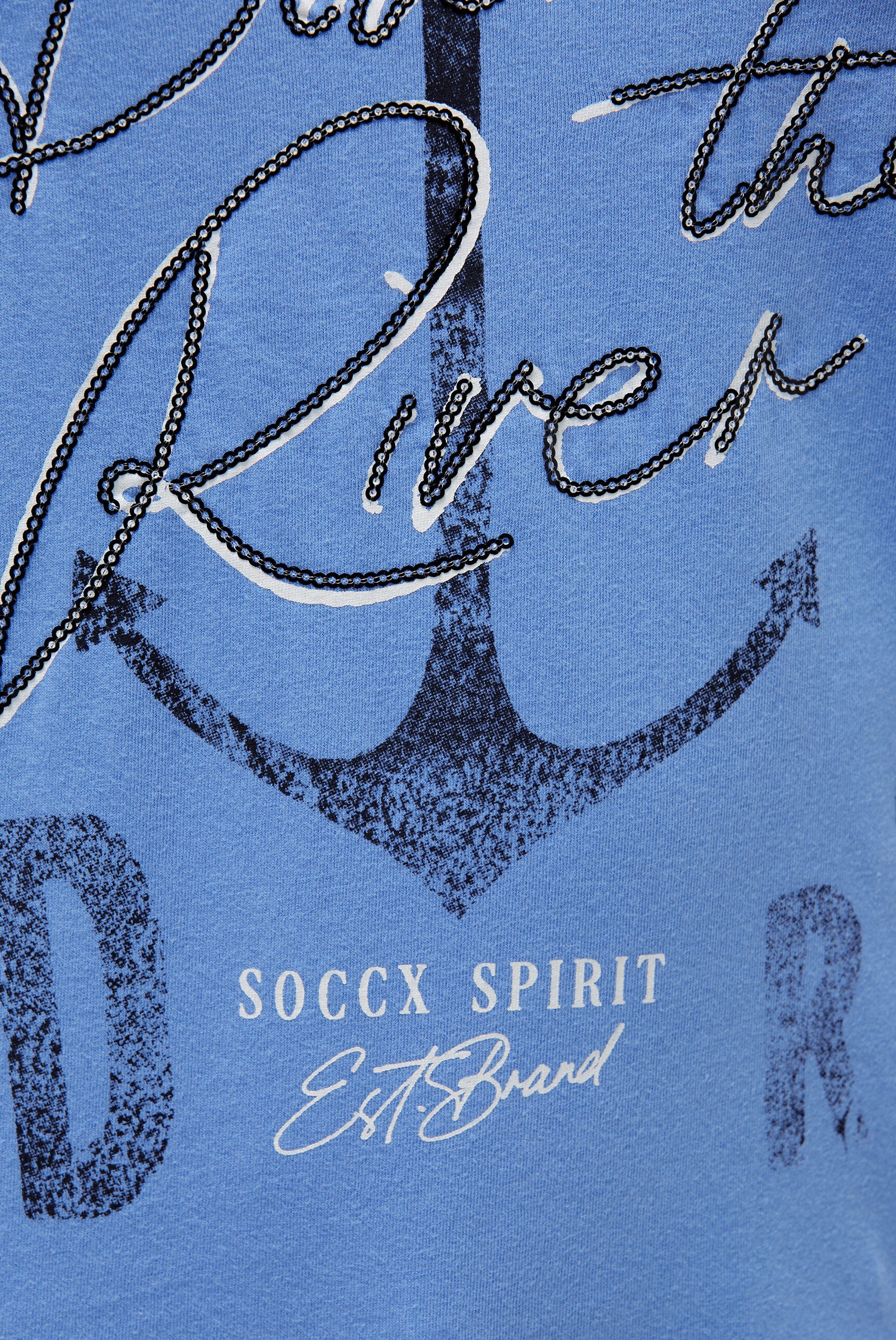 T-shirt z nadrukiem i detalami z cekinów - 6