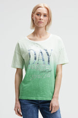 Koszulka w paski z efektem dip-dye i grafiką