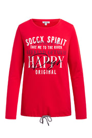 Sweatshirt z grafiką i sznurkiem w dole