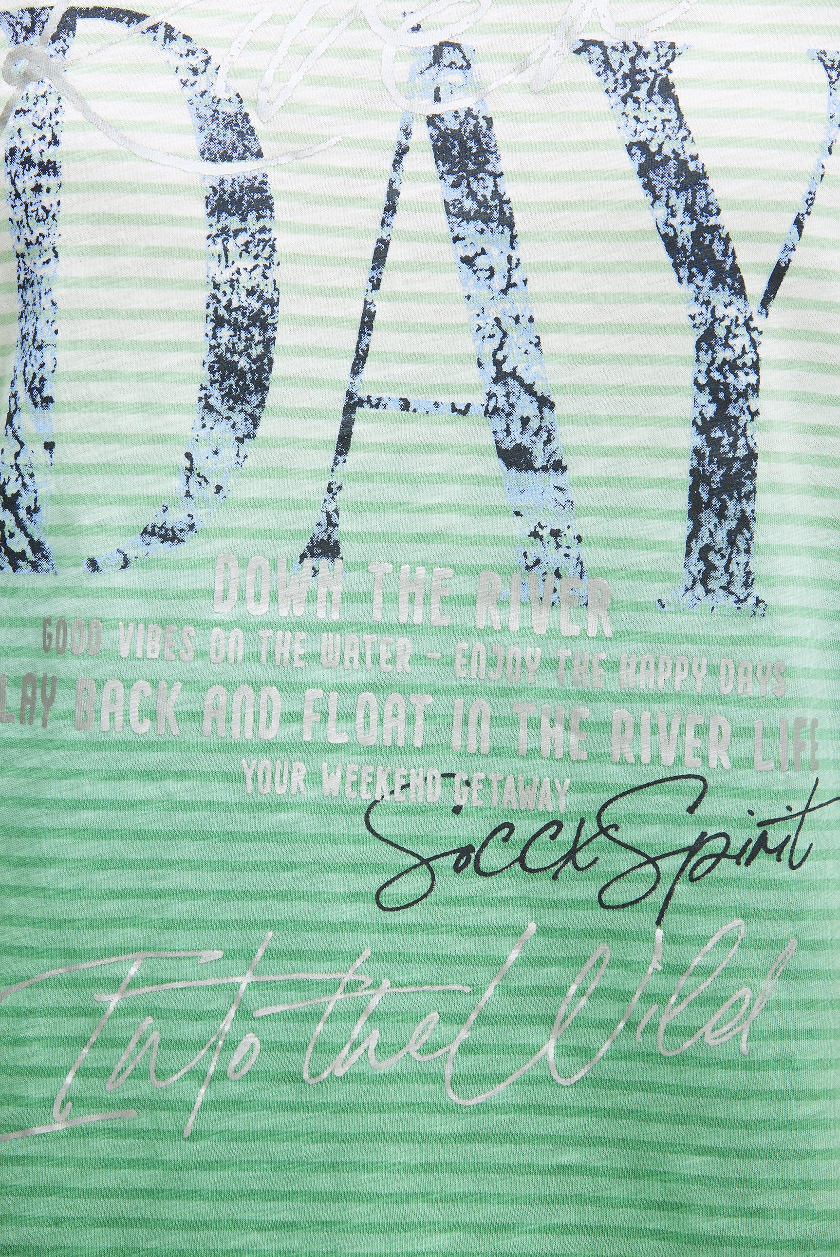 Koszulka w paski z efektem dip-dye i grafiką - 6