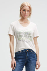 T-shirt z nadrukiem i detalami z cekinów