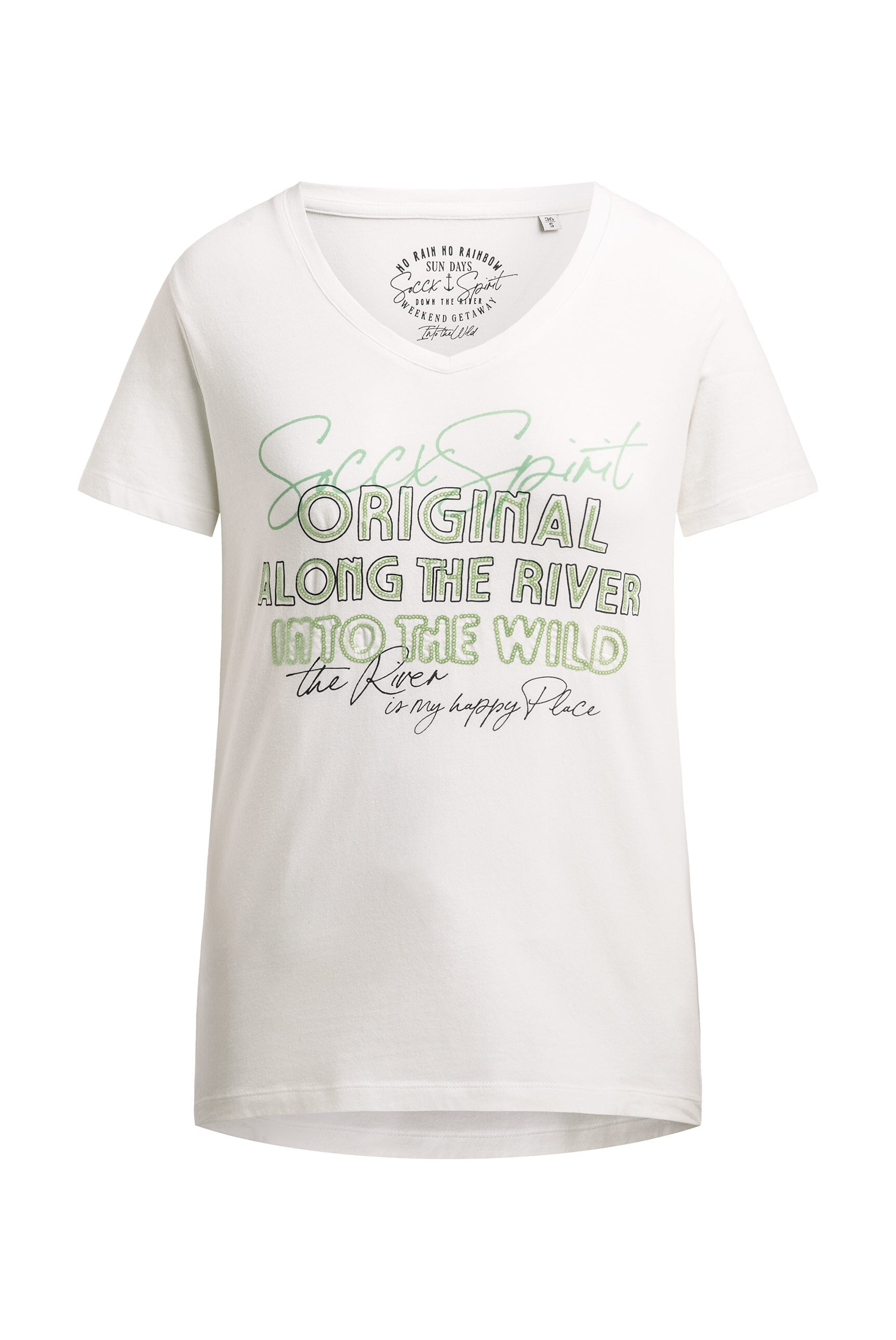 T-shirt z nadrukiem i detalami z cekinów - 1