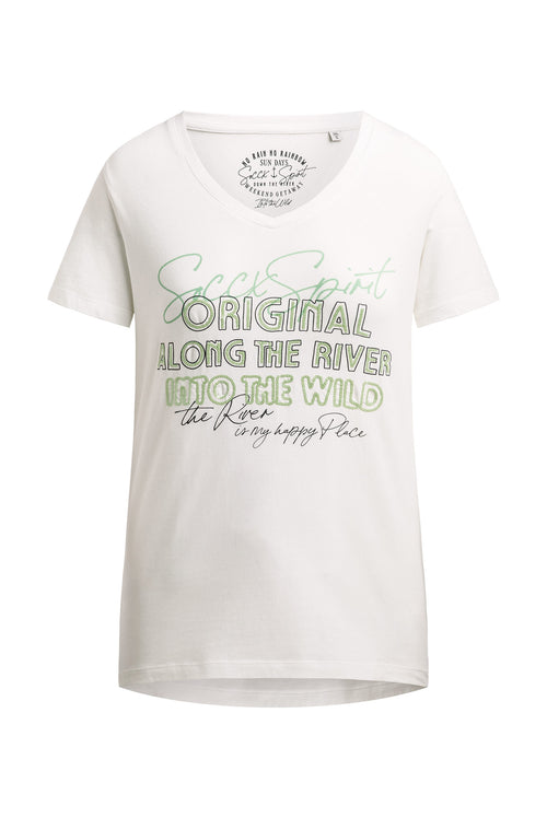 T-Shirt mit Print und Pailletten-Details ivory