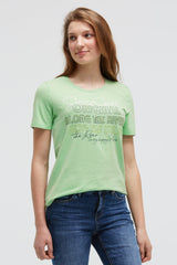 T-shirt z nadrukiem i detalami z cekinów