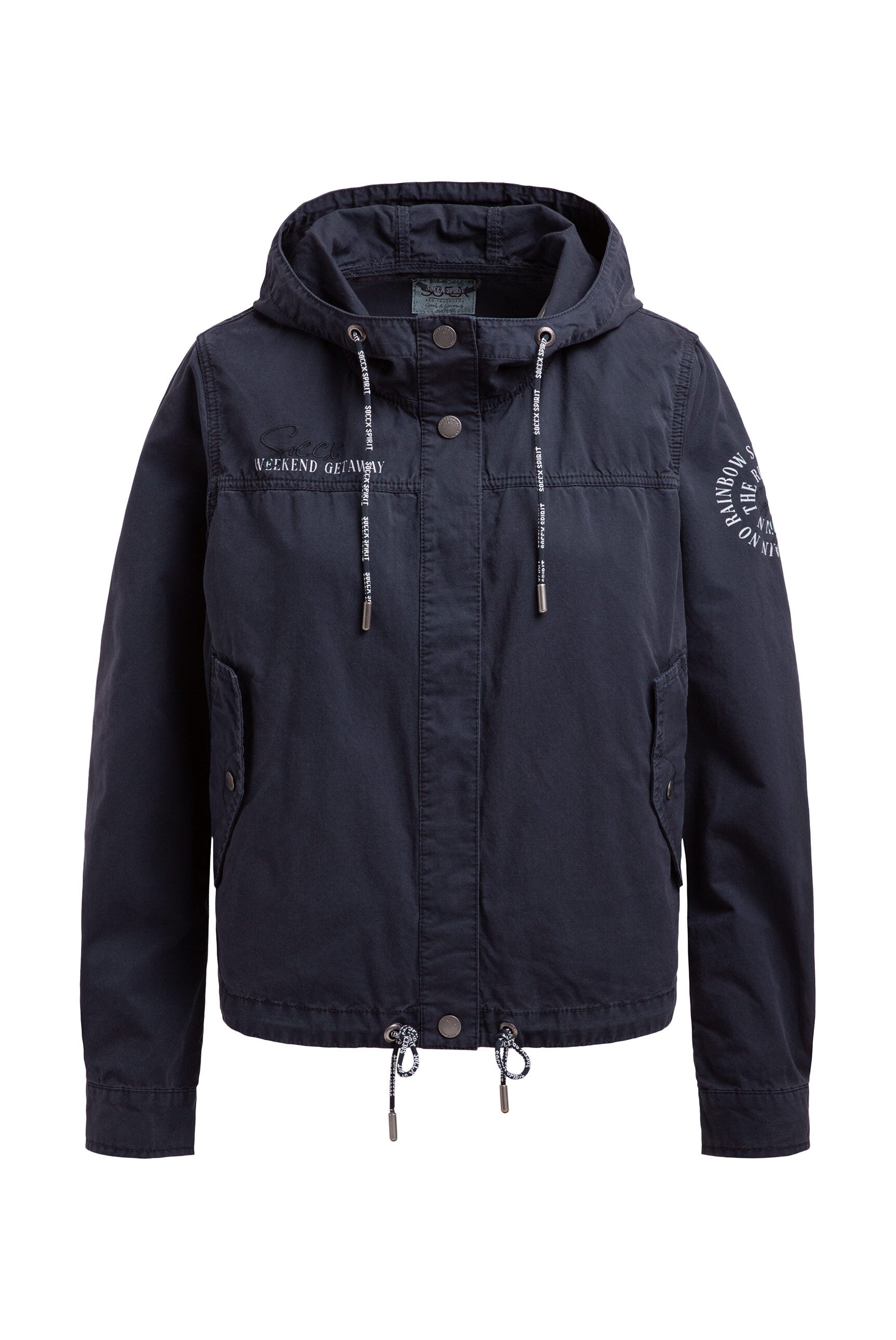 Krótka kurtka z kapturem i sznurkiem w dole - 1