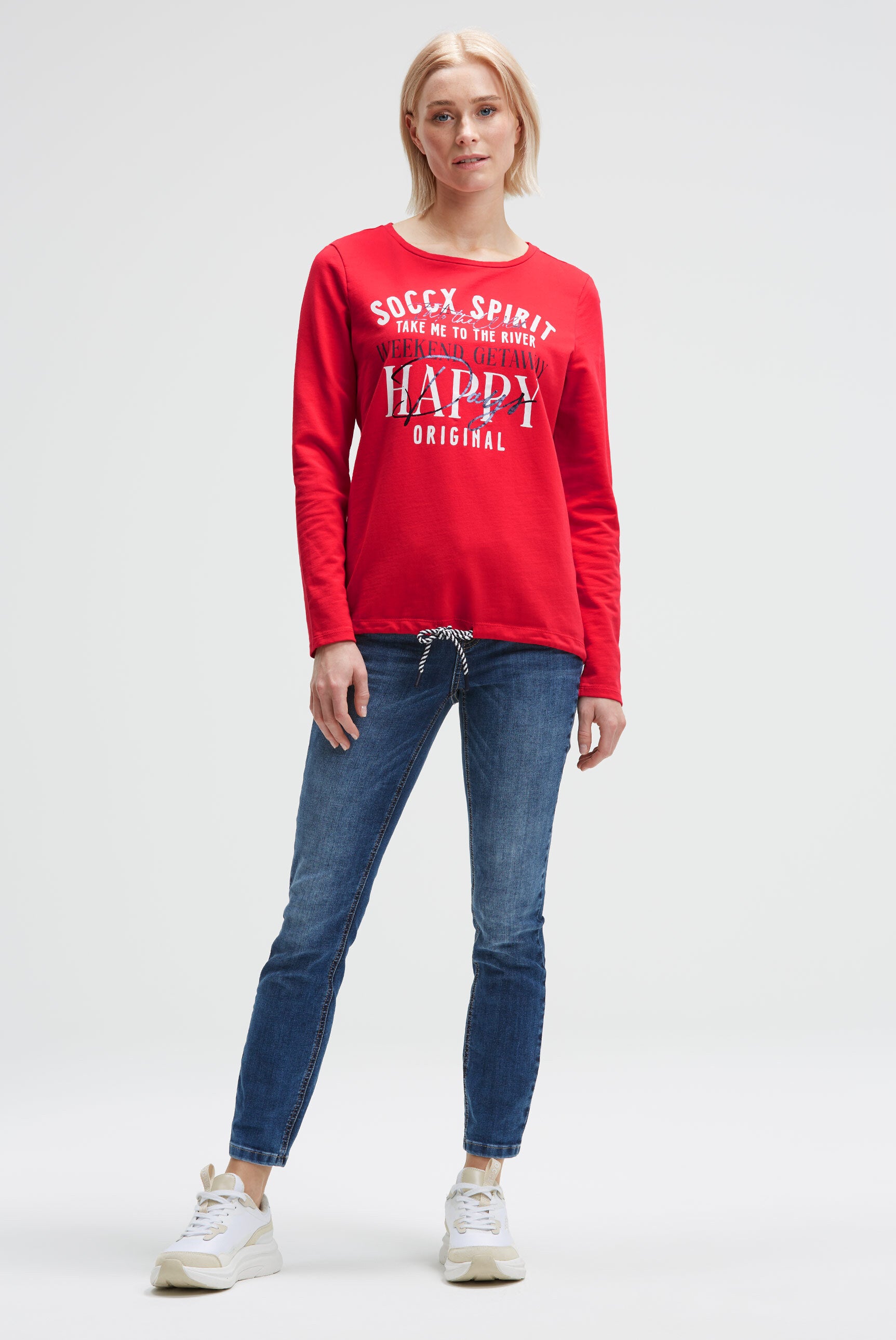 Sweatshirt z grafiką i sznurkiem w dole