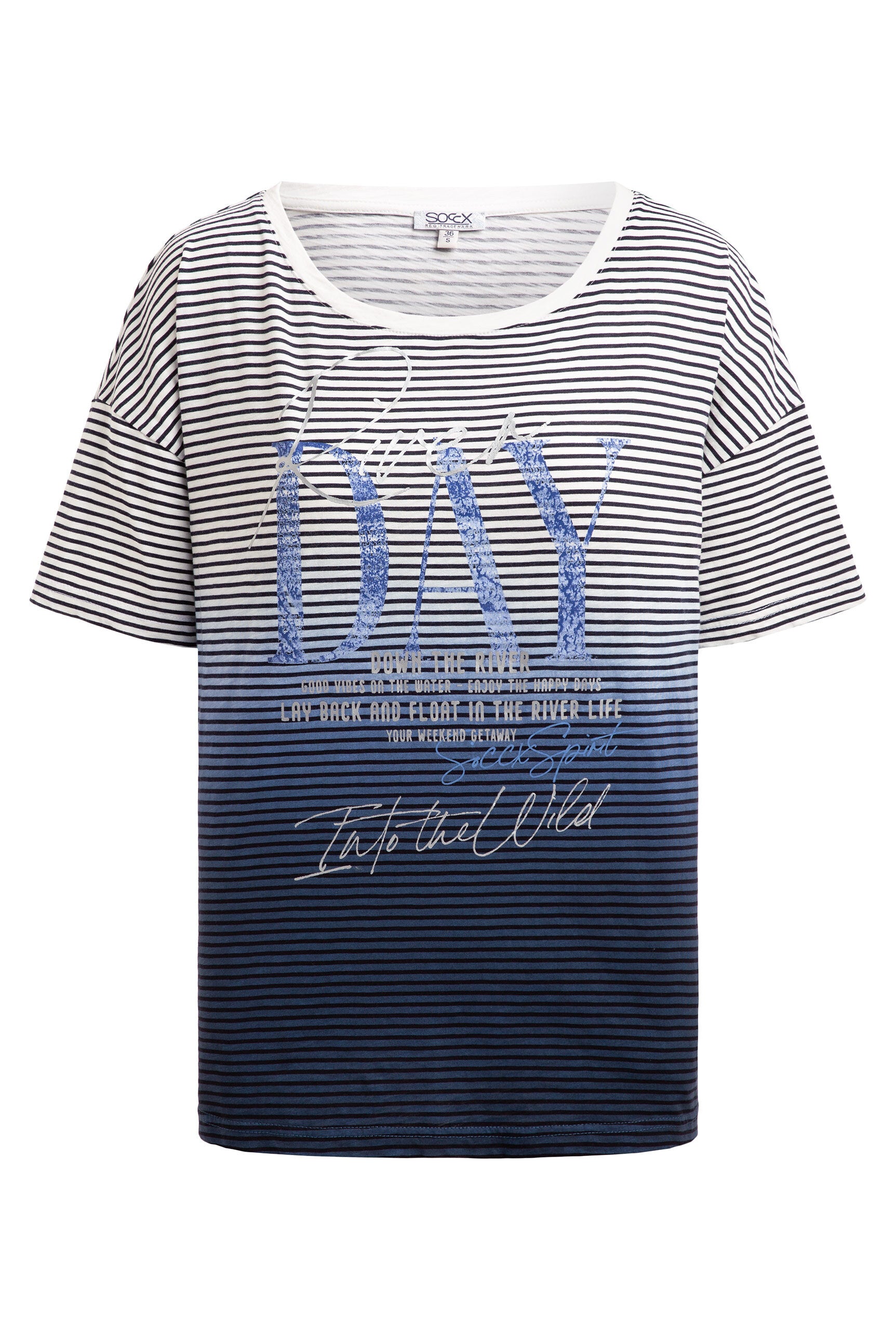 Koszulka w paski z efektem dip-dye i grafiką