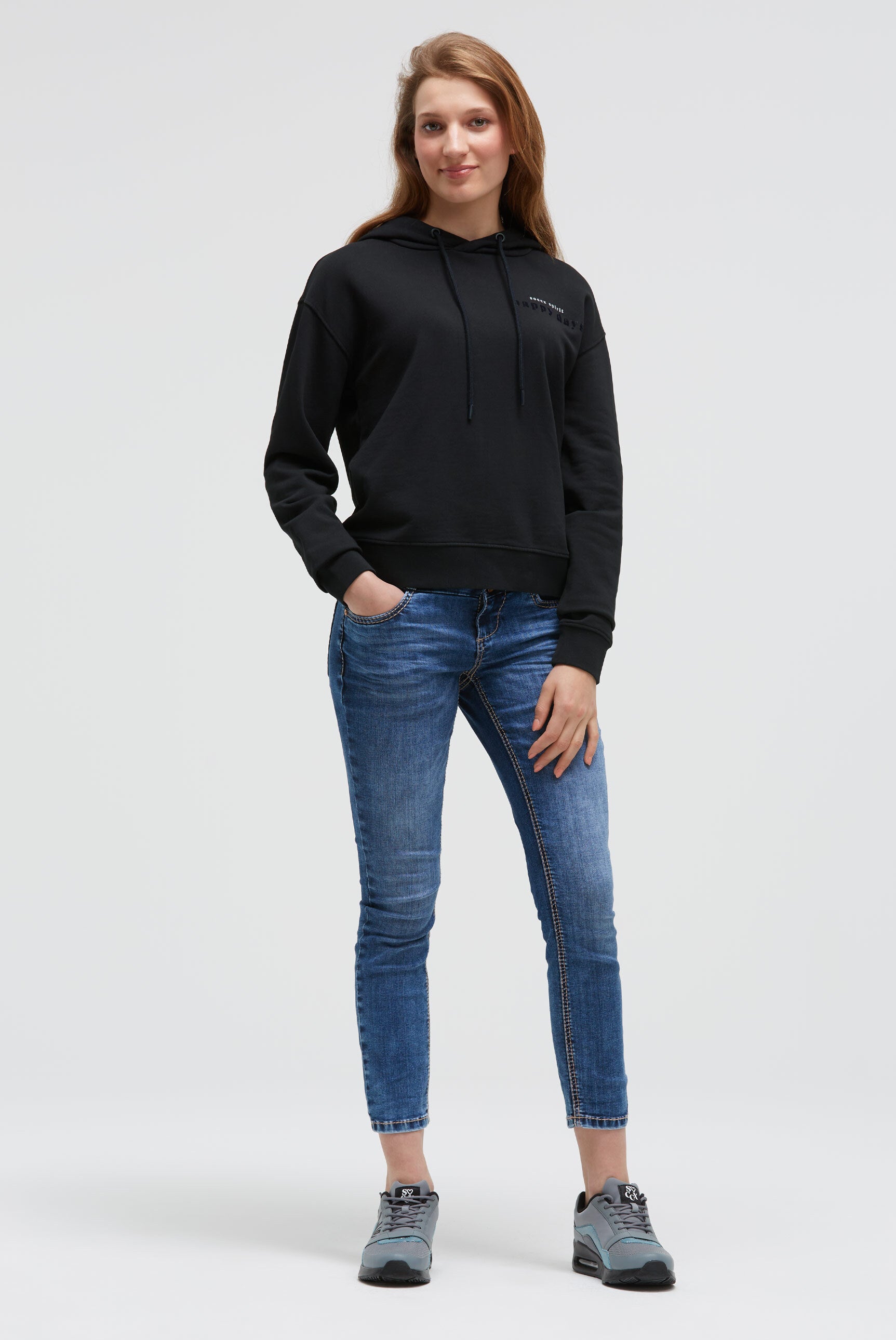 Hoodie z dekoracyjną grafiką na plecach - 4