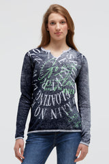Pullover mit Inside Print und Acid-Effekten