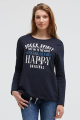 Sweatshirt z grafiką i sznurkiem w dole