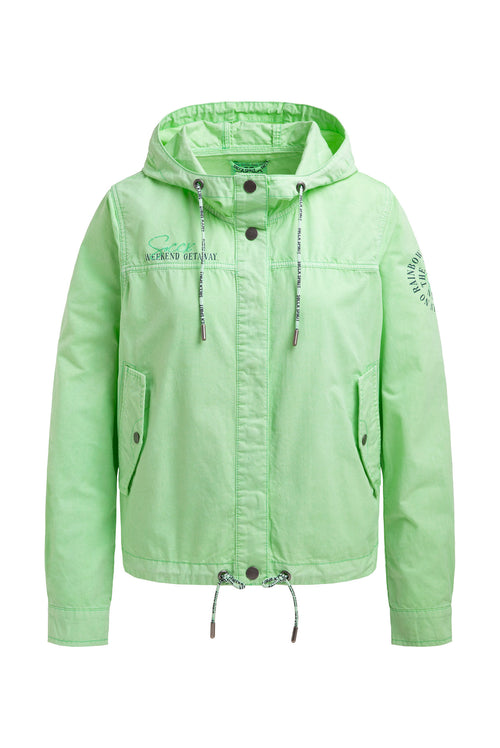 Kurzjacke mit Kapuze und Kordelzug im Saum milky green