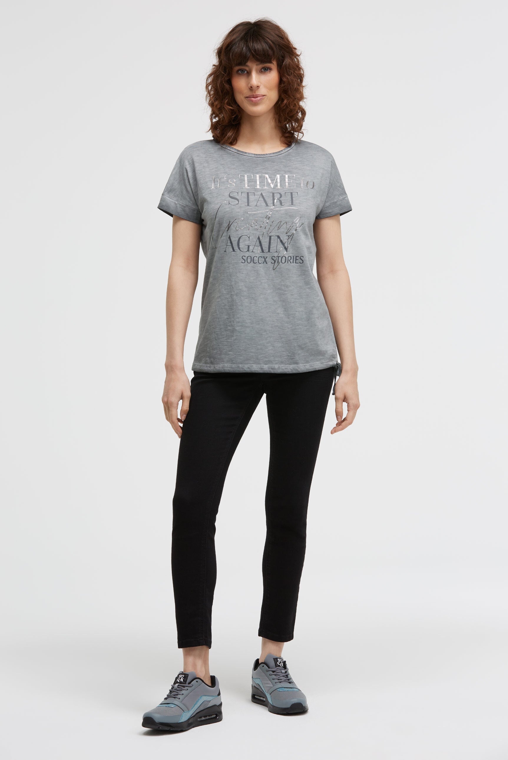 Koszulka Loose Fit ze ściągaczem w dole - 3