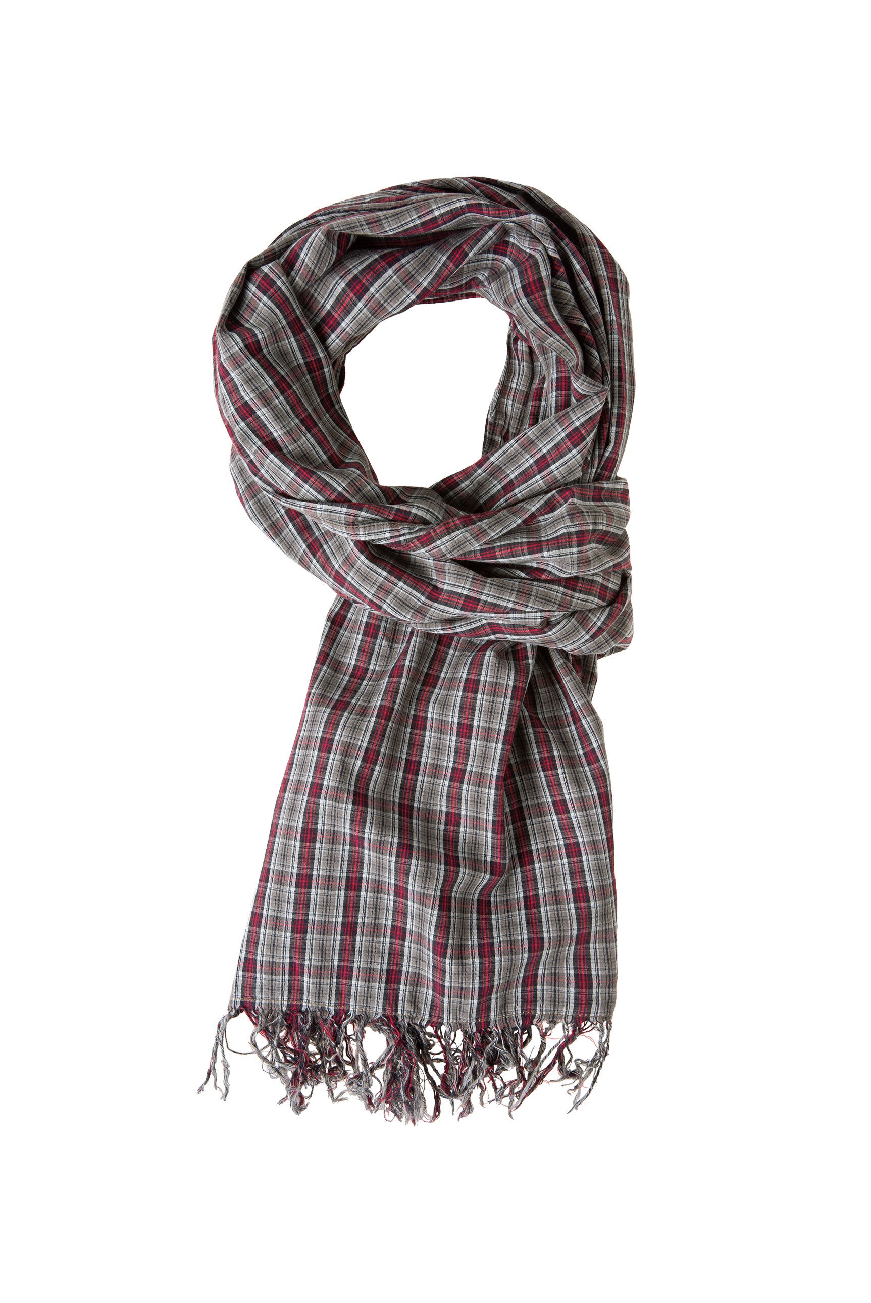 Szalik w kratę z delikatnej tkaniny - 1