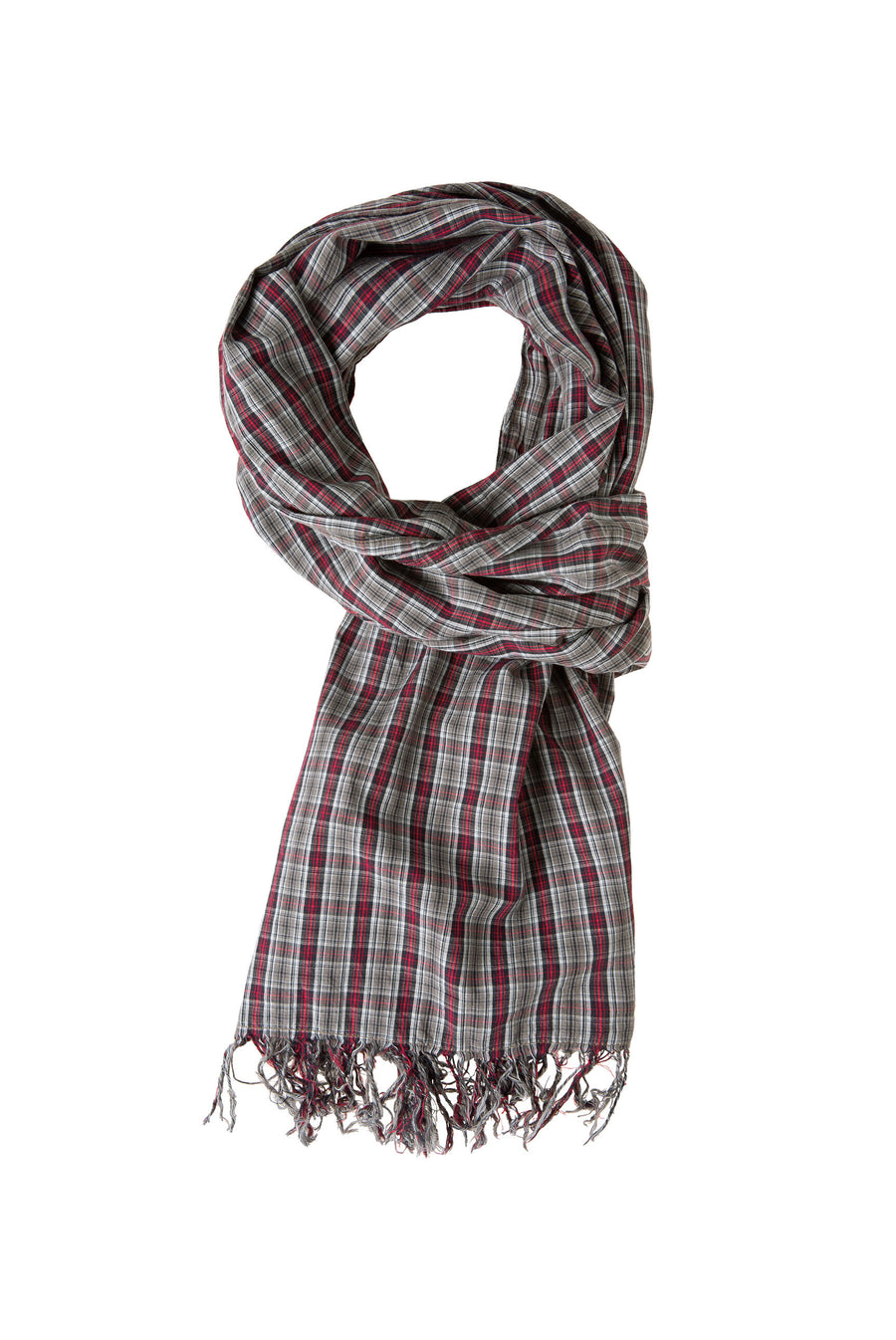 Karierter Schal aus feiner Webware royal red