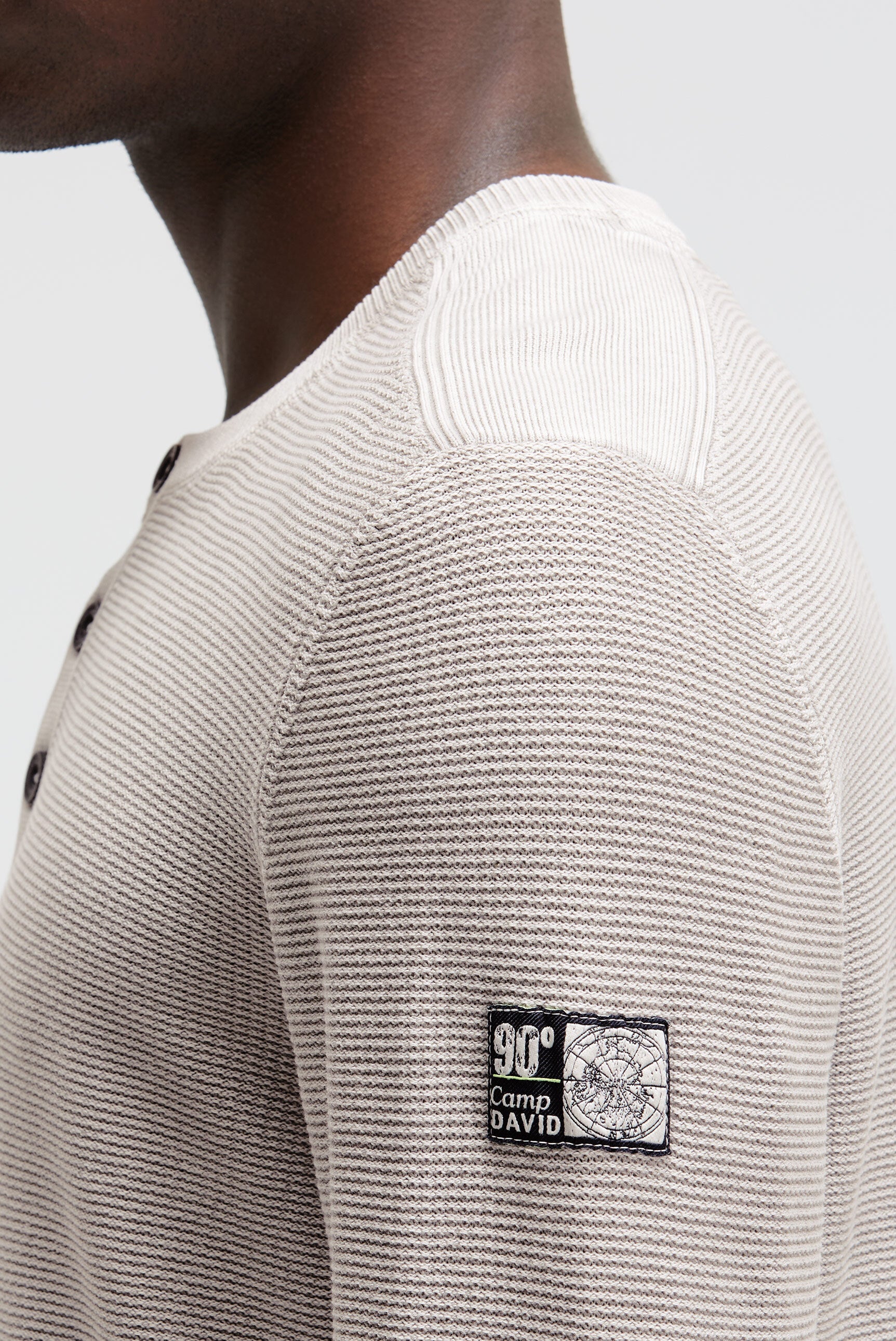 Henley-Pullover Stone Washed light grey